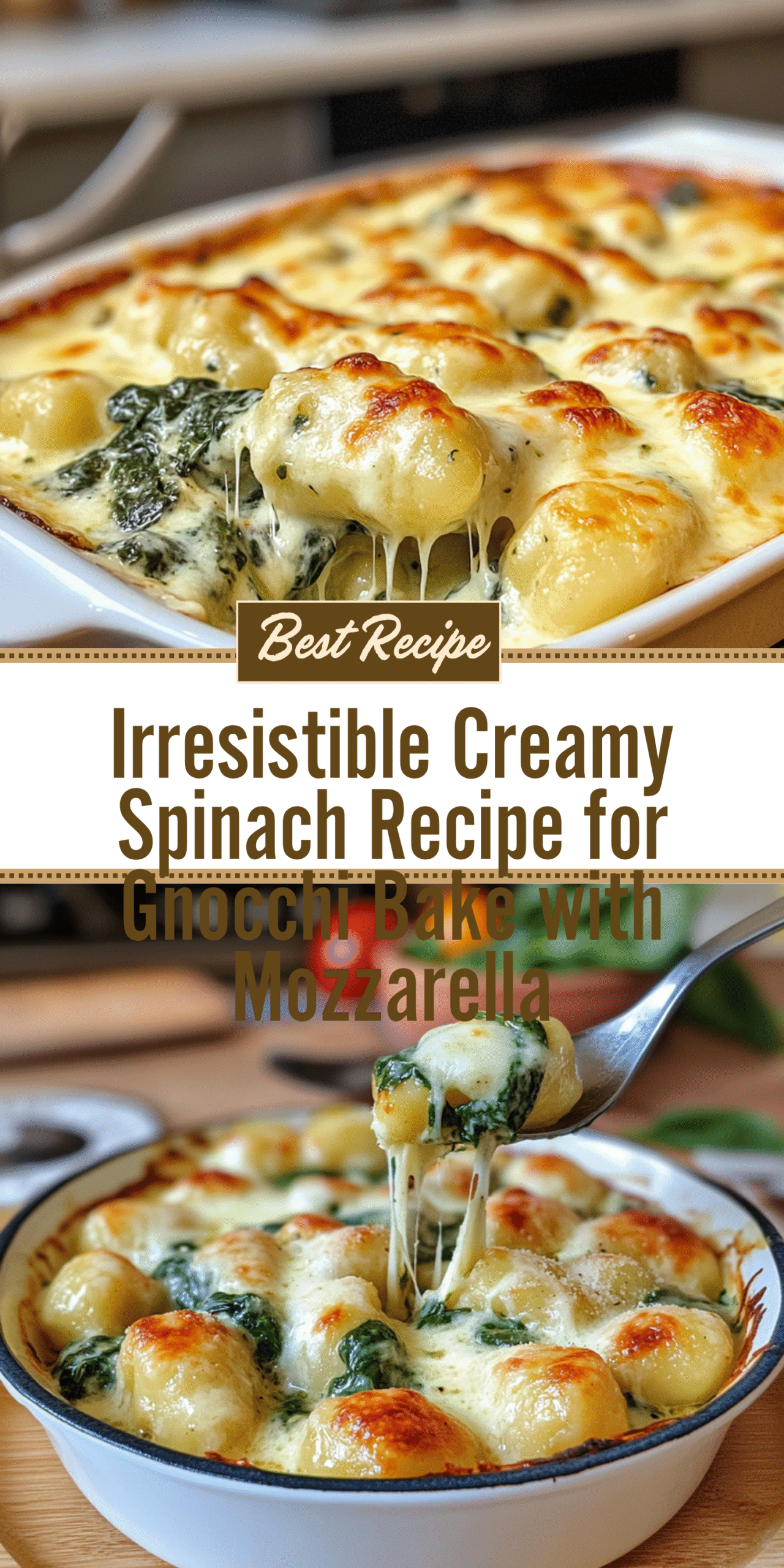Irresistible Creamy Spinach Recipe for Gnocchi Bake with Mozzarella
