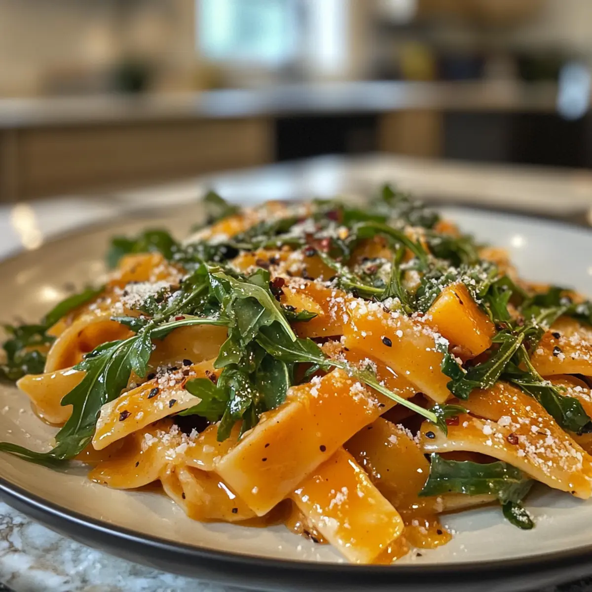 Savory Delightful Autumn Persimmon Arugula Pasta Recipe