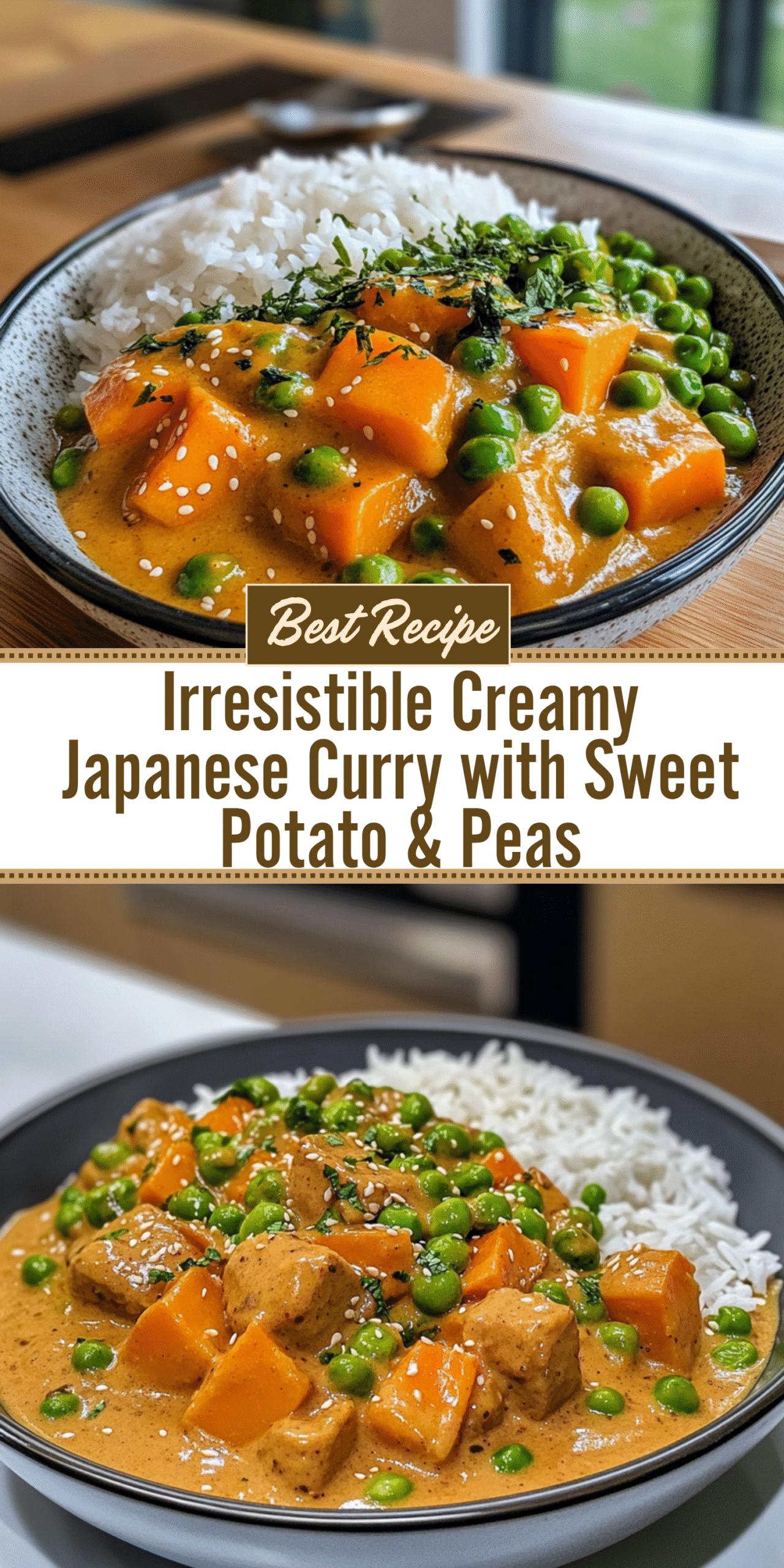 Irresistible Creamy Japanese Curry with Sweet Potato & Peas