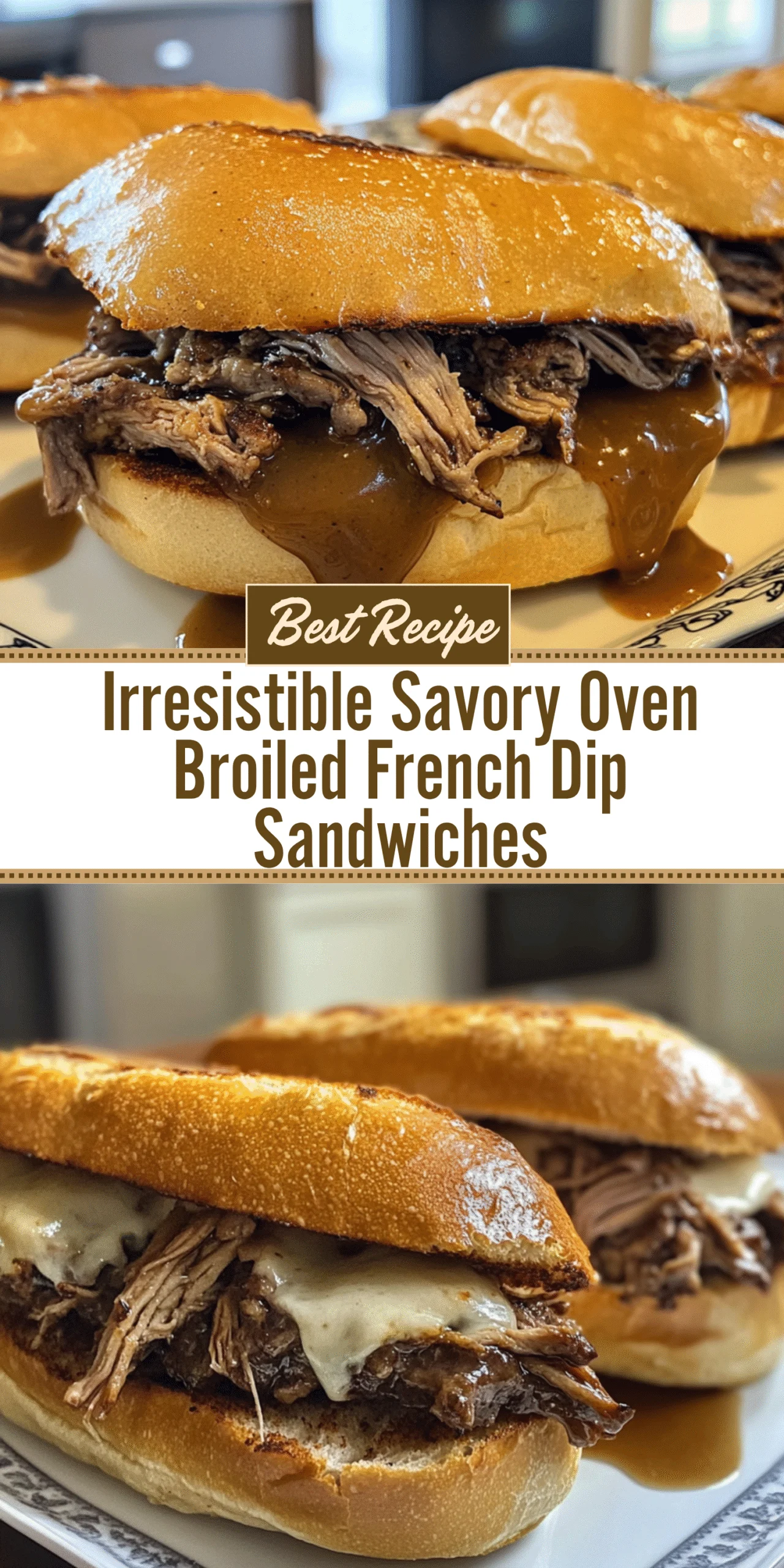 Irresistible Savory Oven Broiled French Dip Sandwiches