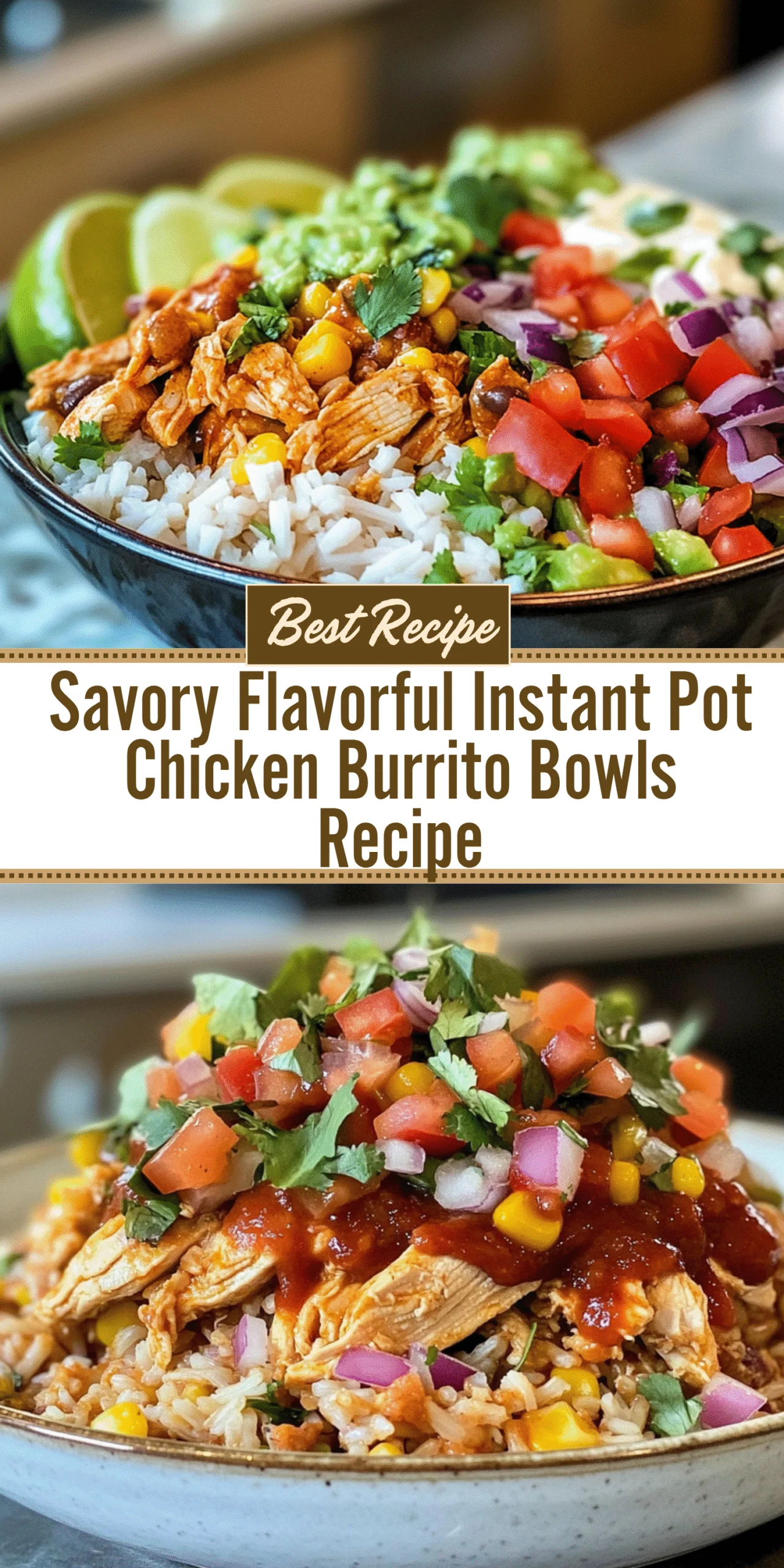 Savory Flavorful Instant Pot Chicken Burrito Bowls Recipe