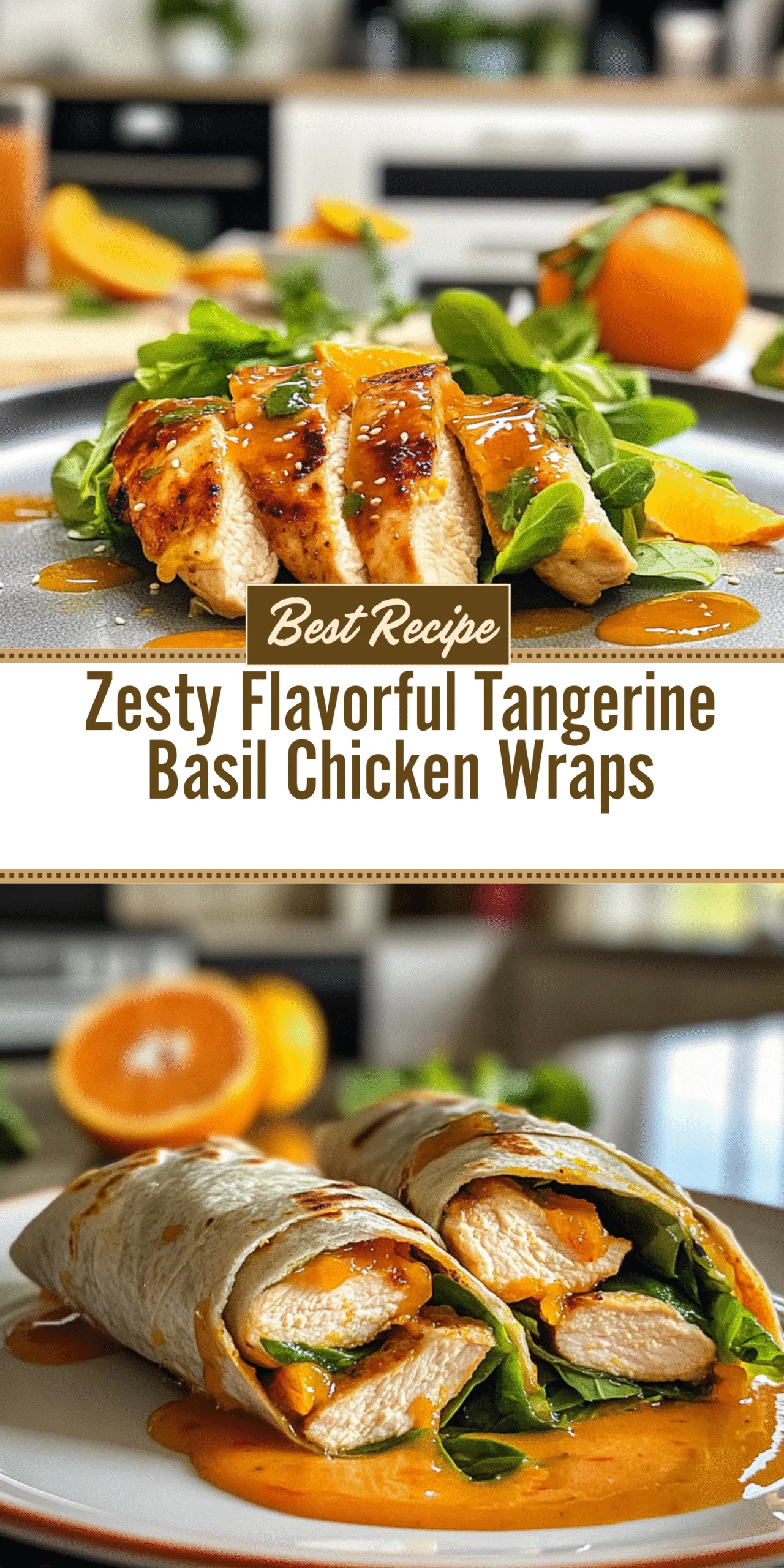 Zesty Flavorful Tangerine Basil Chicken Wraps
