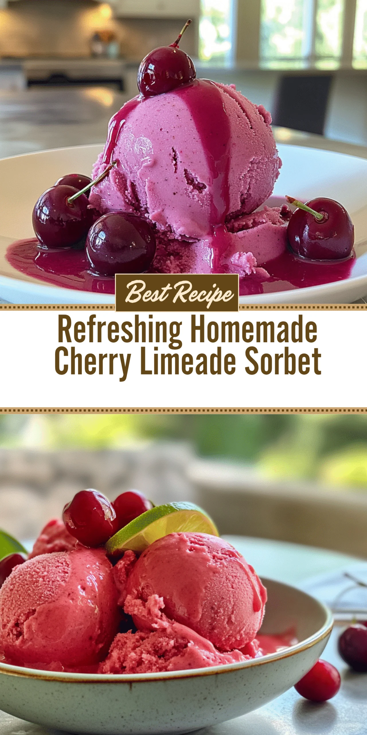 Refreshing Homemade Cherry Limeade Sorbet
