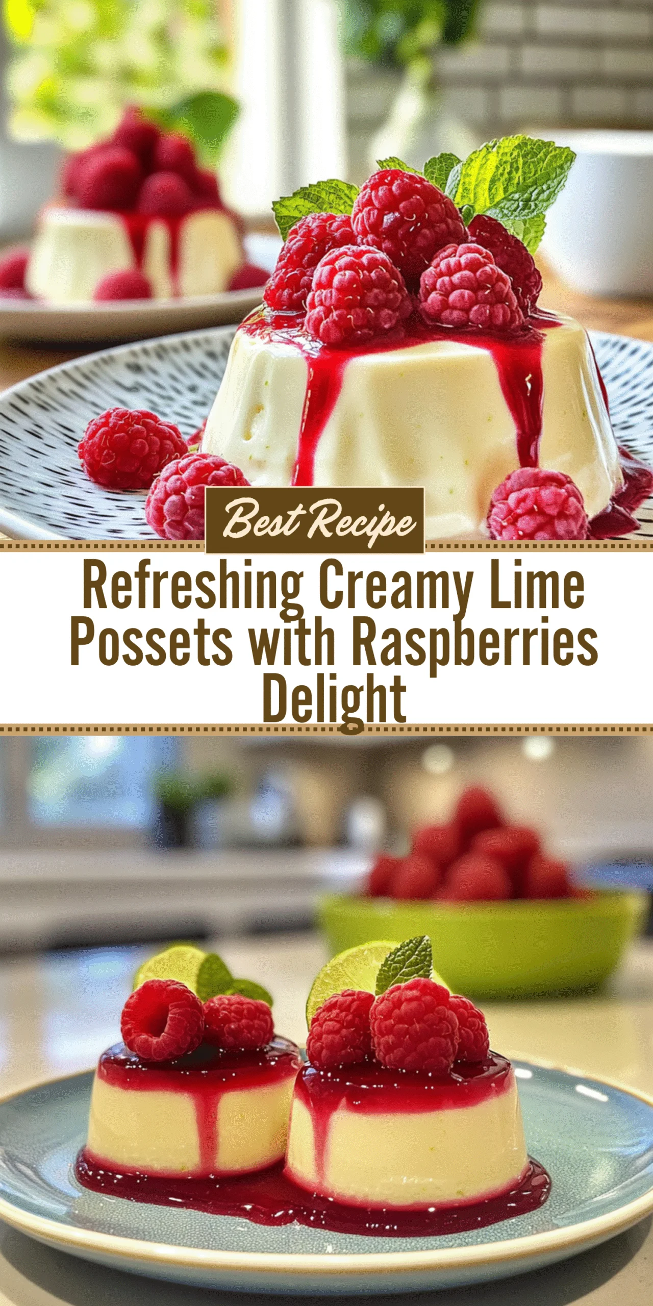 Refreshing Creamy Lime Possets with Raspberries Delight