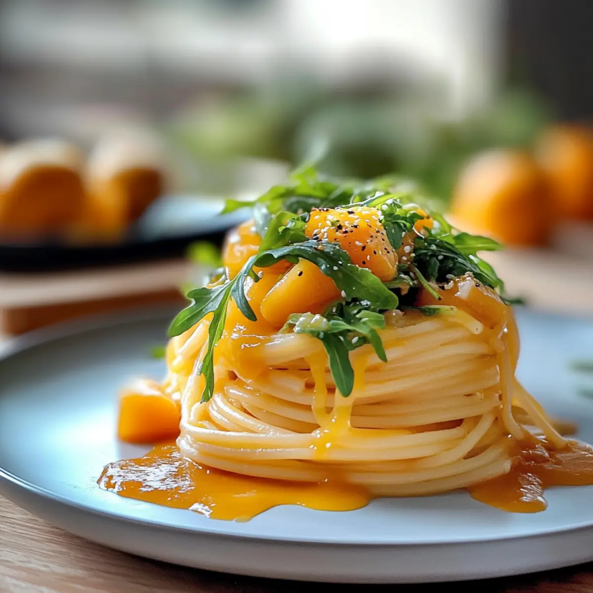 Savory Delightful Autumn Persimmon Arugula Pasta Recipe