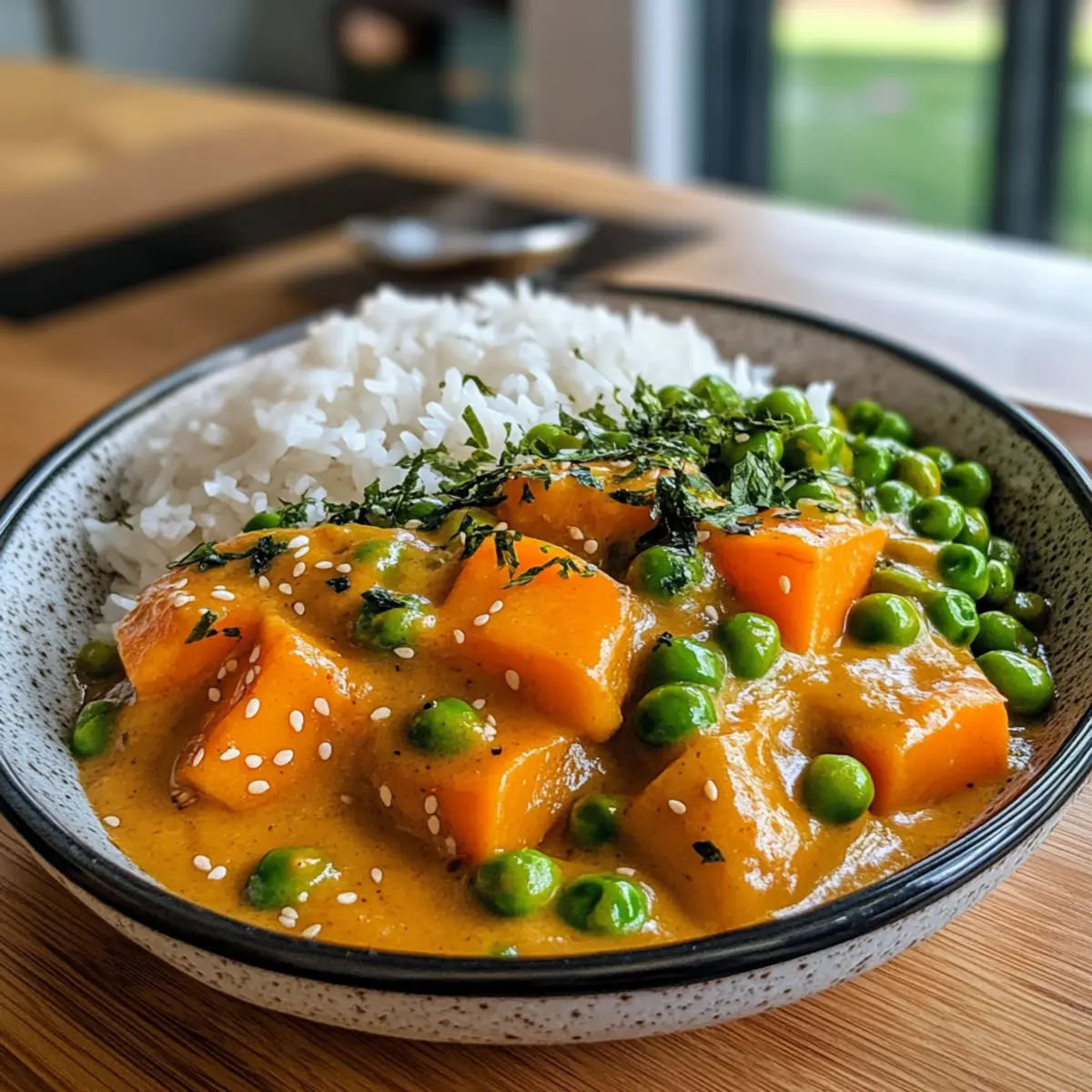 Irresistible Creamy Japanese Curry with Sweet Potato & Peas