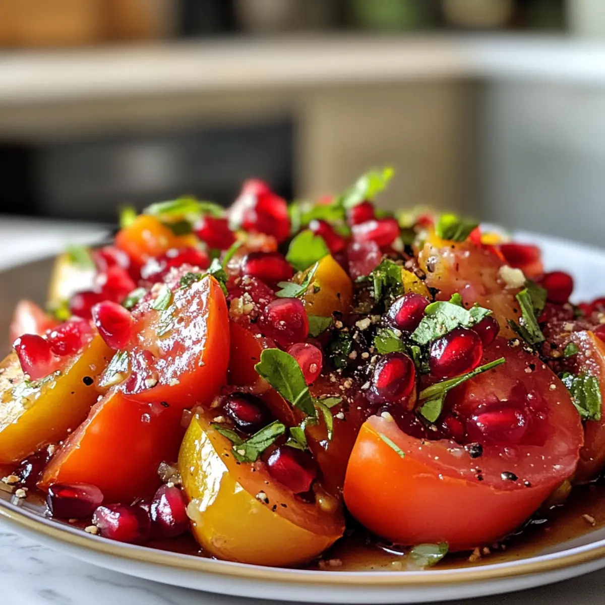 Vibrant Refreshing Pomegranate and Tomato Salad Recipe Delight