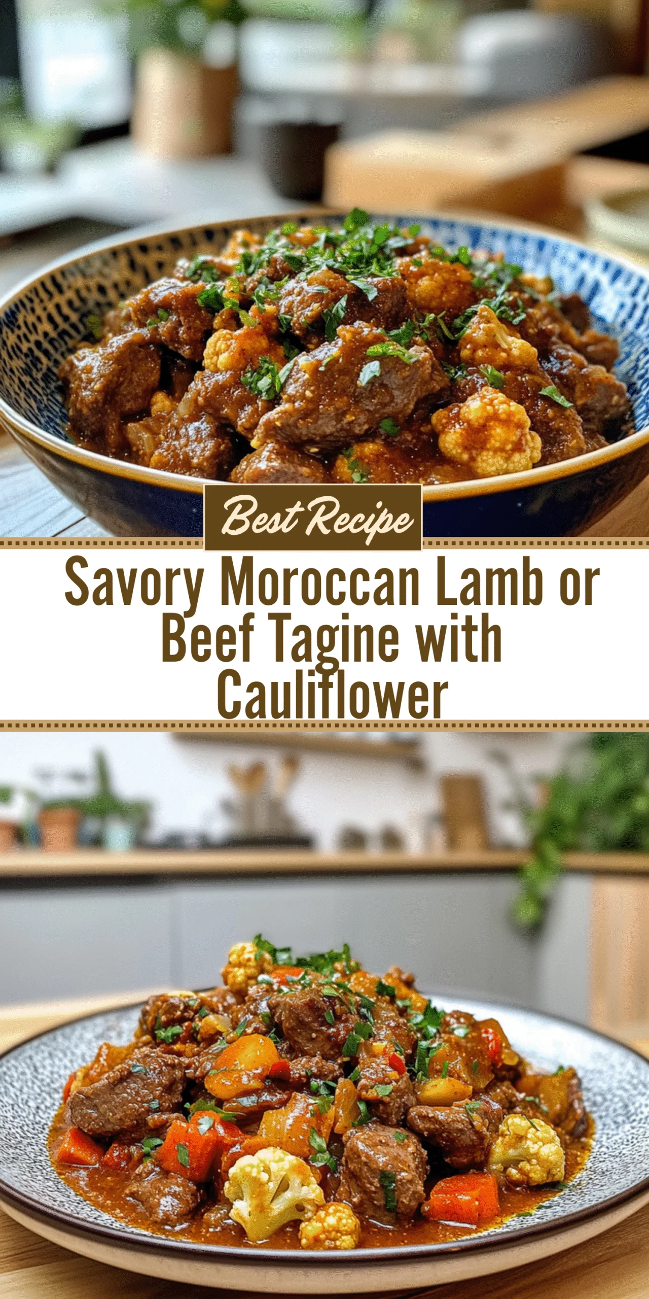 Savory Moroccan Lamb or Beef Tagine with Cauliflower