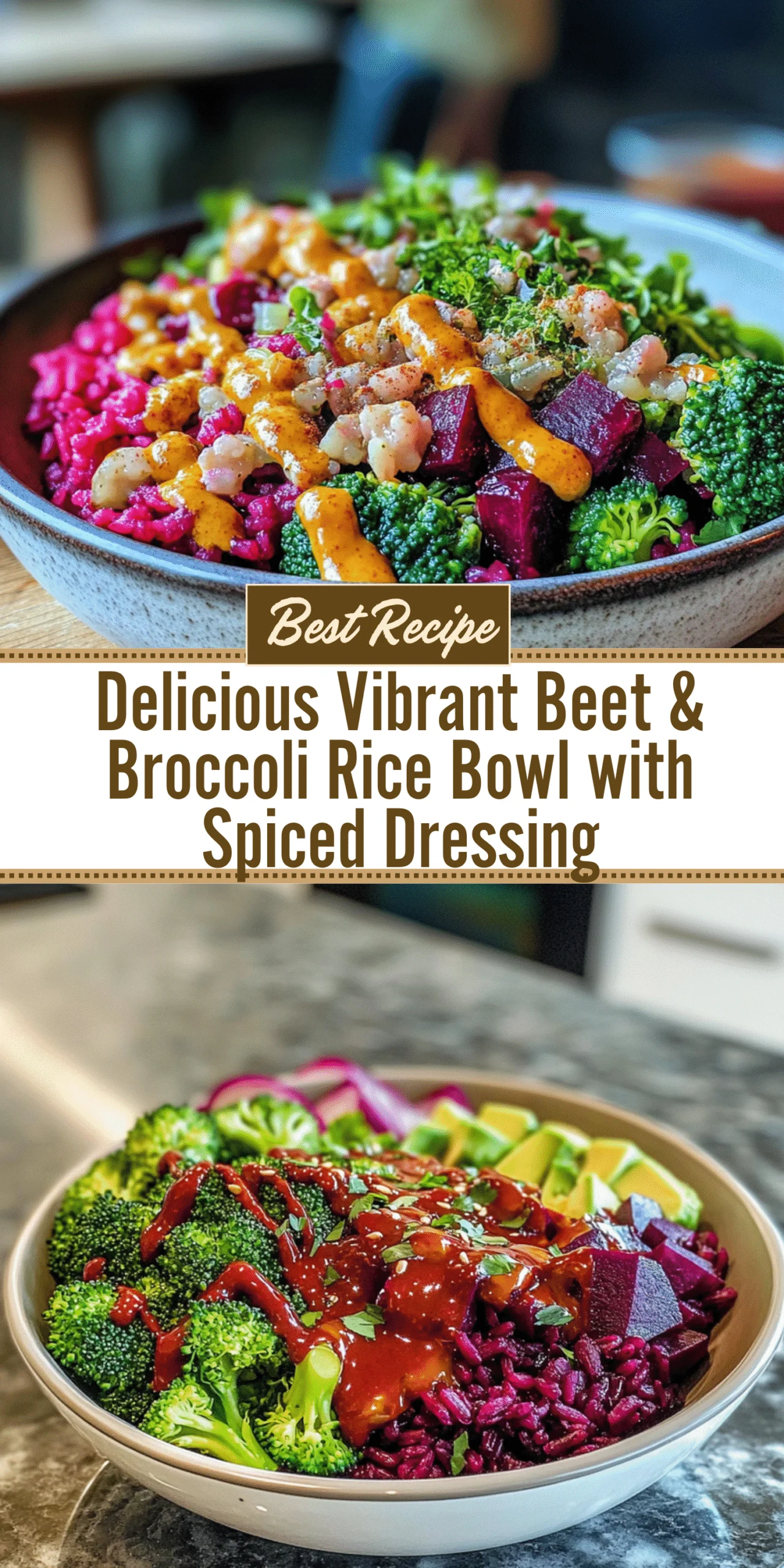 Delicious Vibrant Beet & Broccoli Rice Bowl with Spiced Dressing