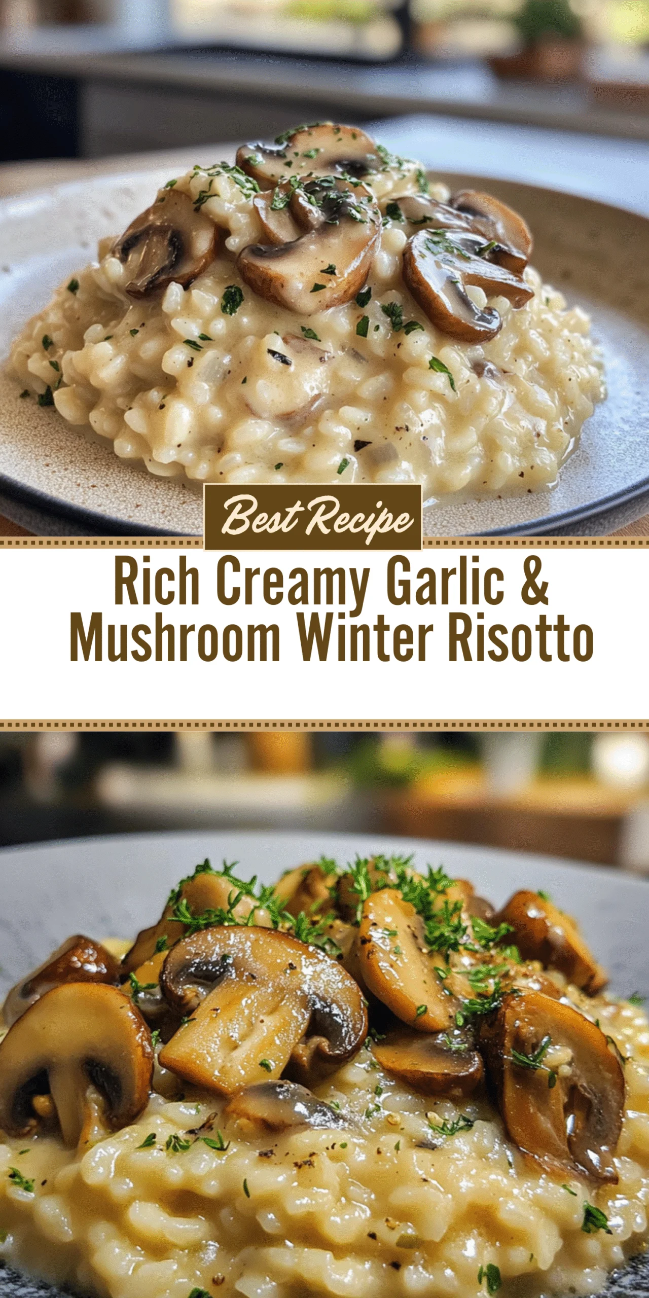 Rich Creamy Garlic & Mushroom Winter Risotto
