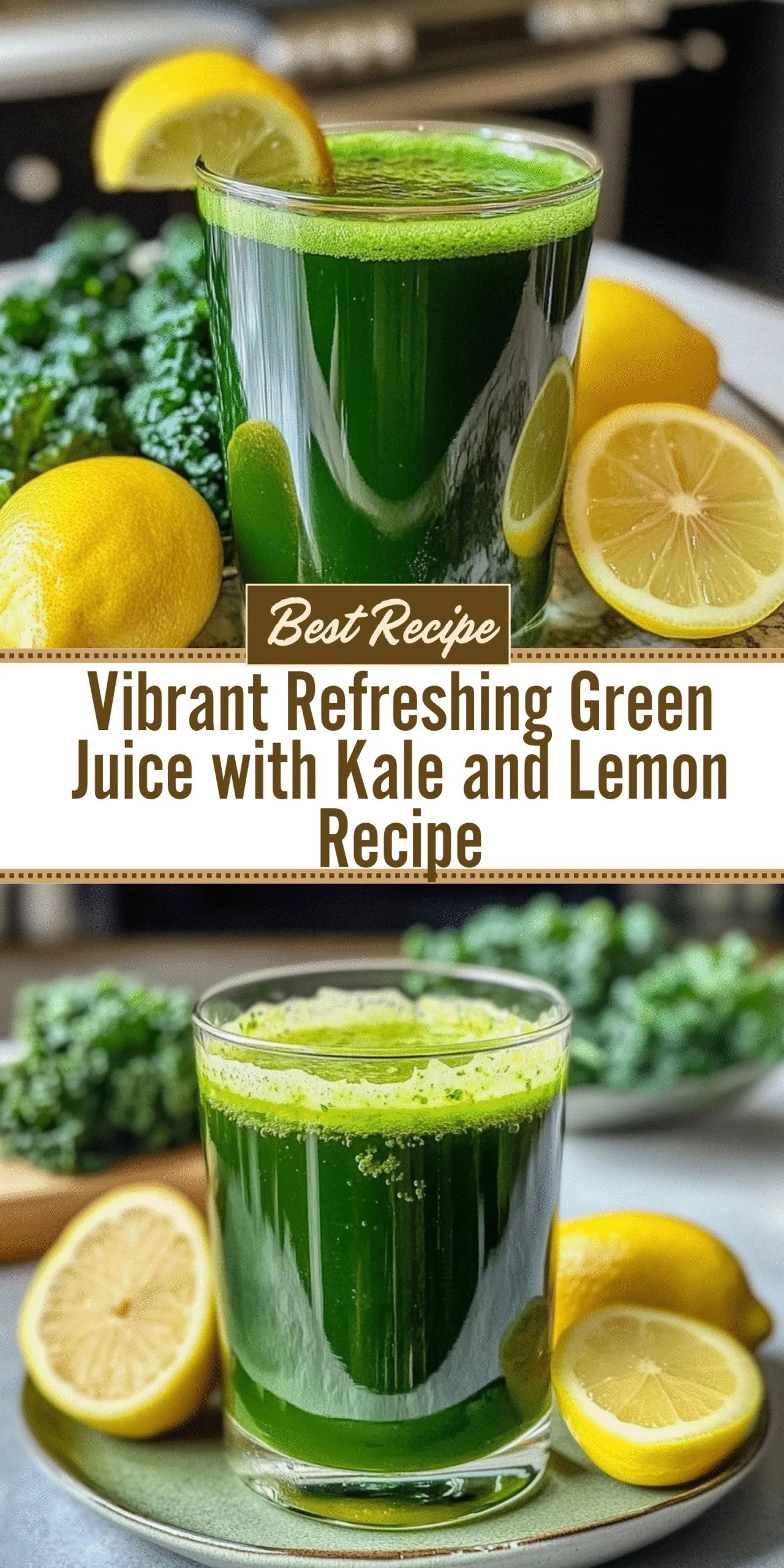 Vibrant Refreshing Green Juice with Kale and Lemon Recipe