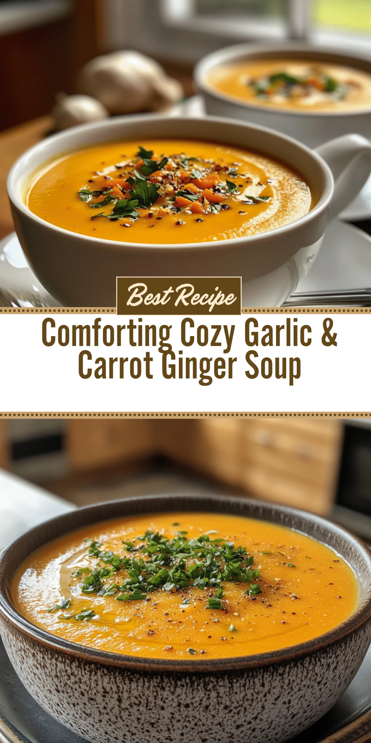 Comforting Cozy Garlic & Carrot Ginger Soup