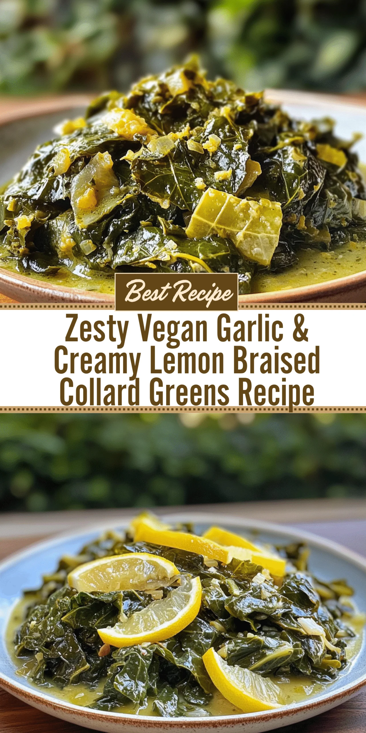 Zesty Vegan Garlic & Creamy Lemon Braised Collard Greens Recipe