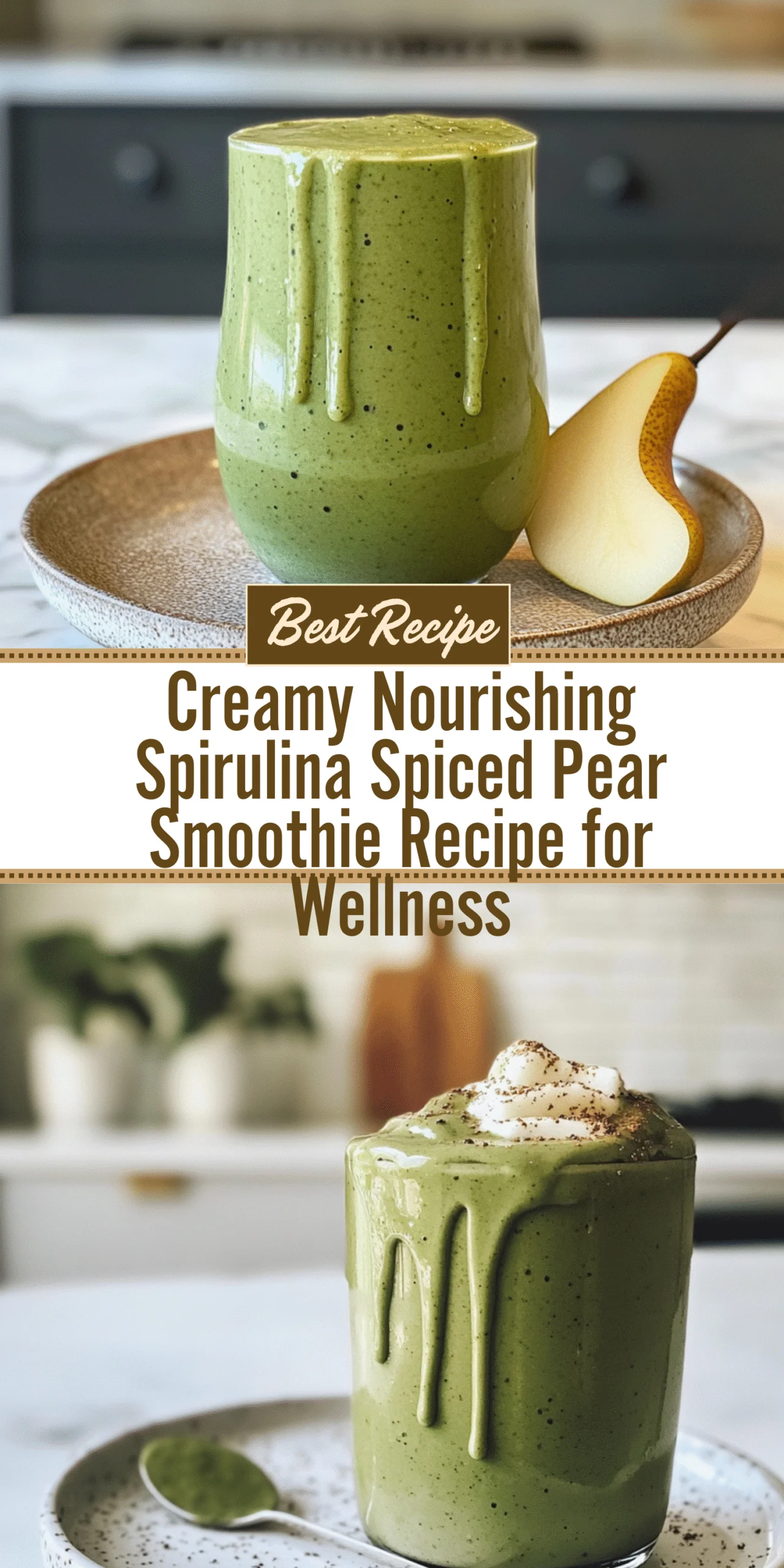 Creamy Nourishing Spirulina Spiced Pear Smoothie Recipe for Wellness