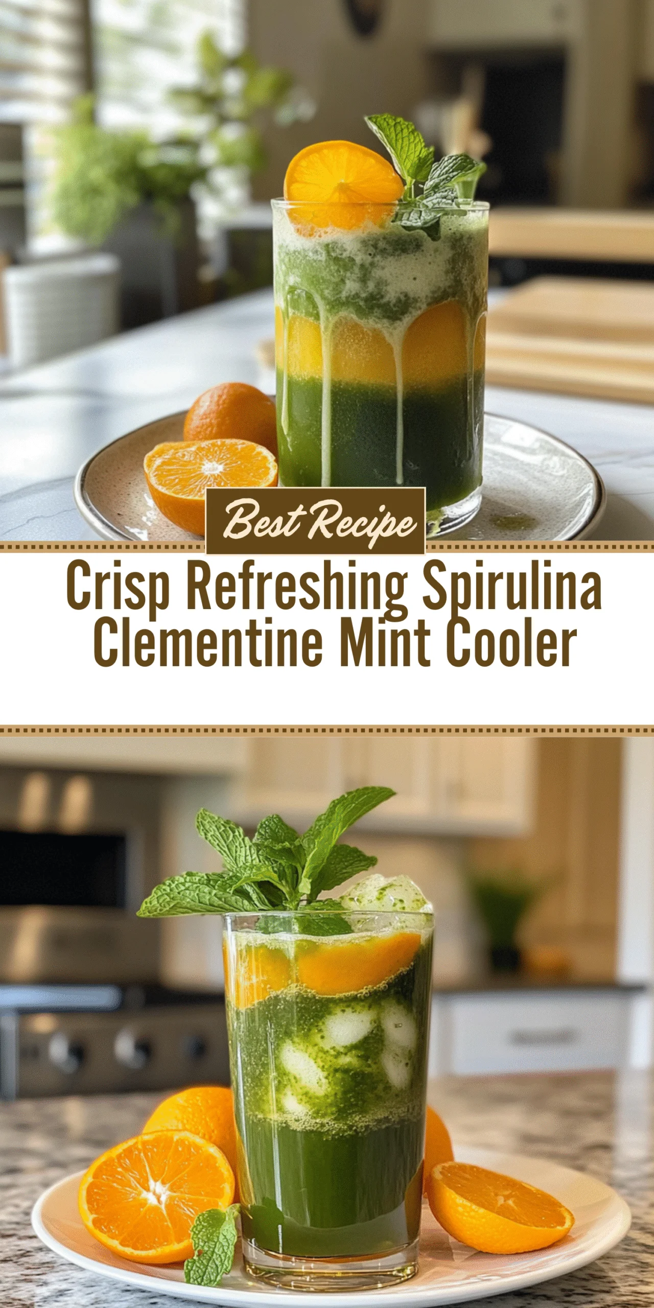 Crisp Refreshing Spirulina Clementine Mint Cooler
