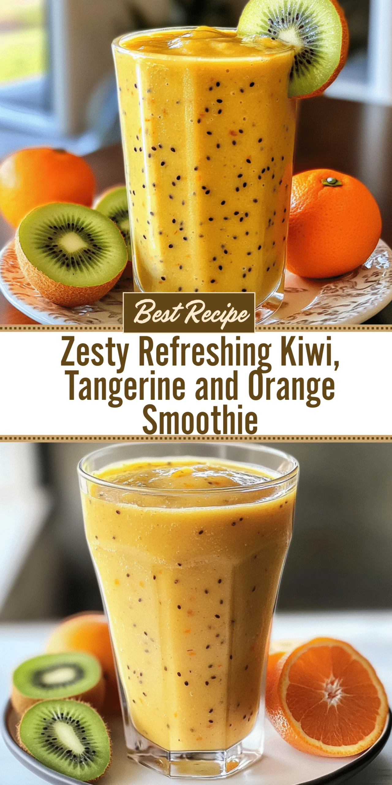 Zesty Refreshing Kiwi, Tangerine and Orange Smoothie