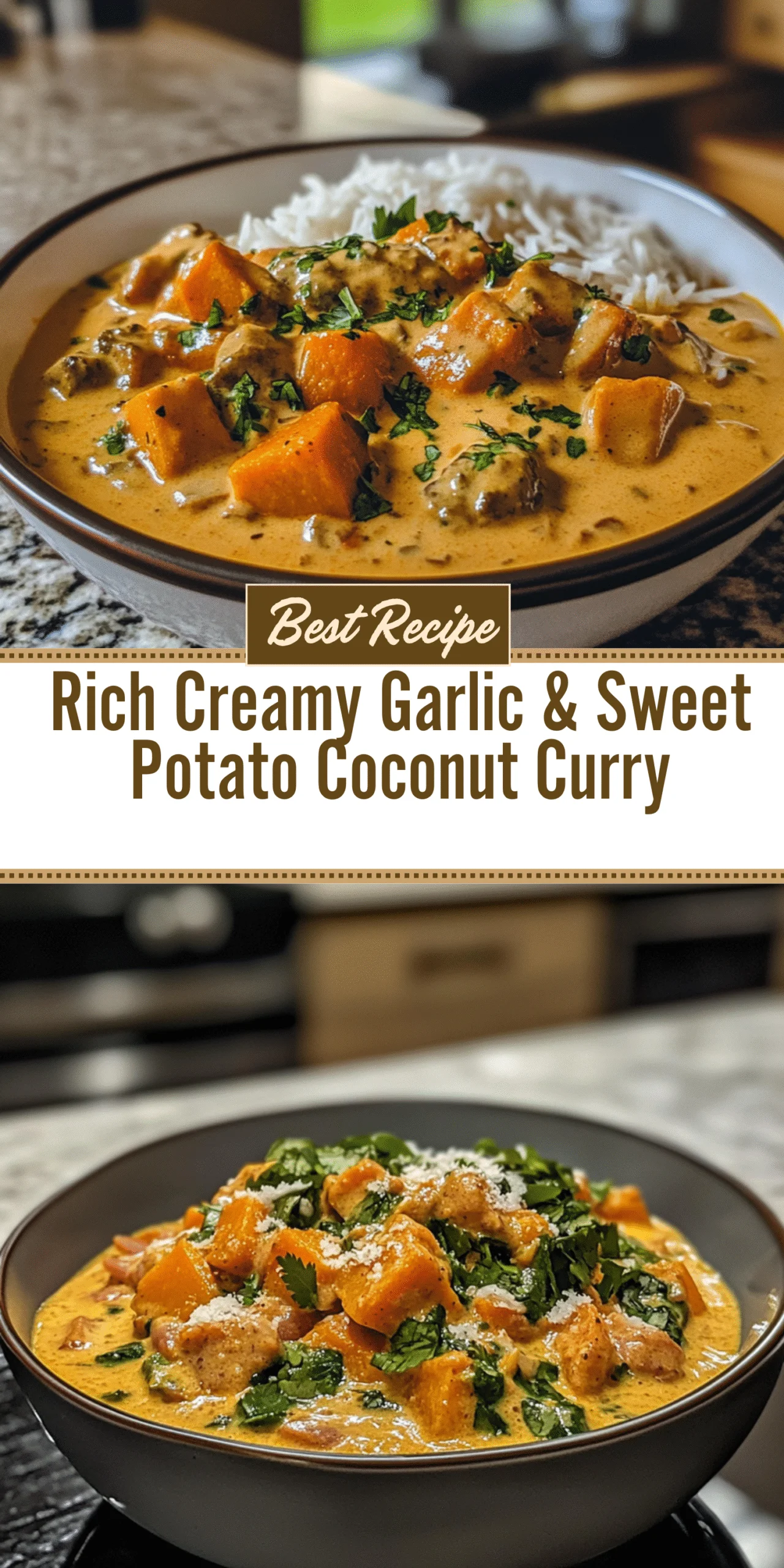 Rich Creamy Garlic & Sweet Potato Coconut Curry