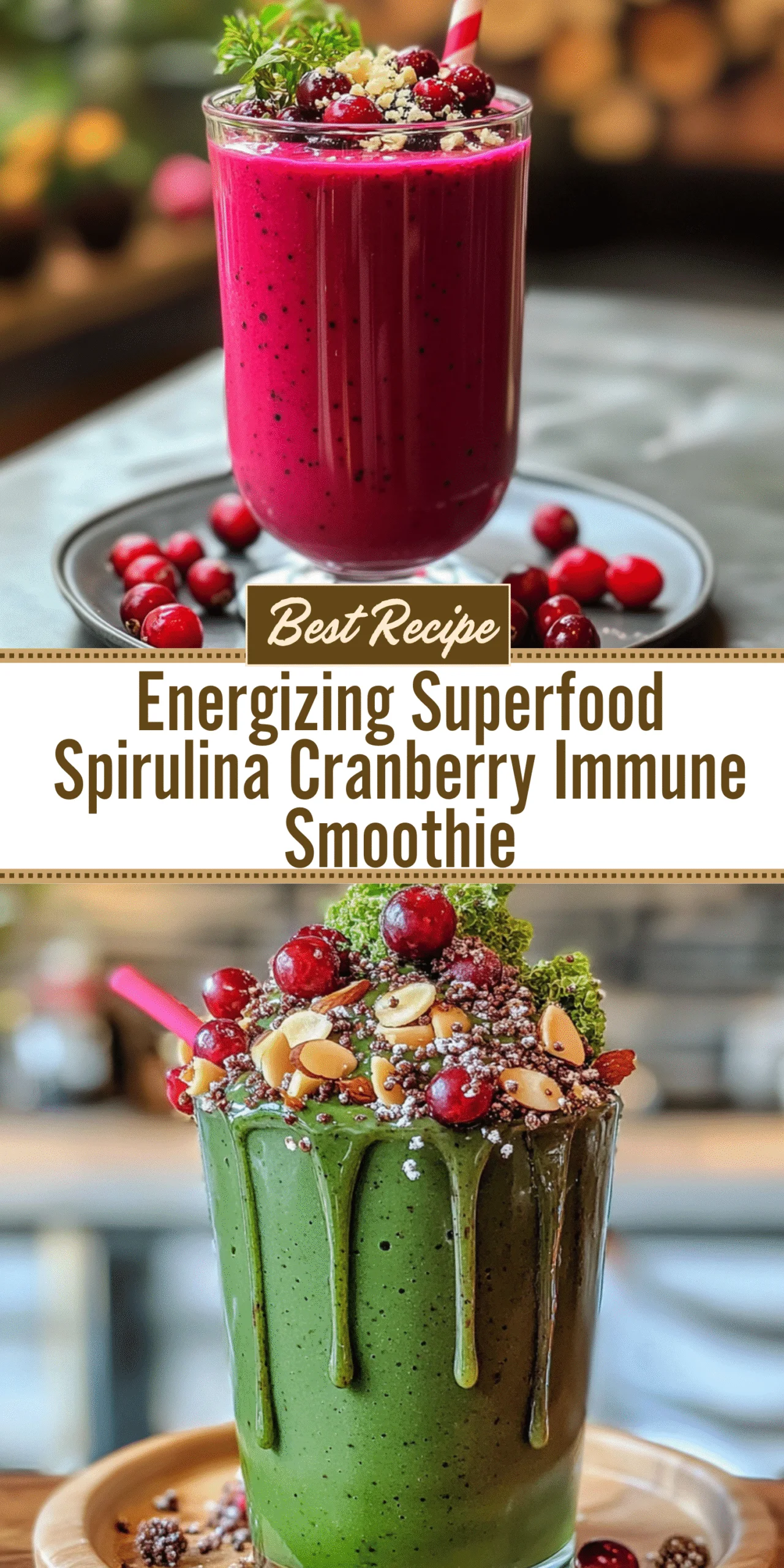 Energizing Superfood Spirulina Cranberry Immune Smoothie