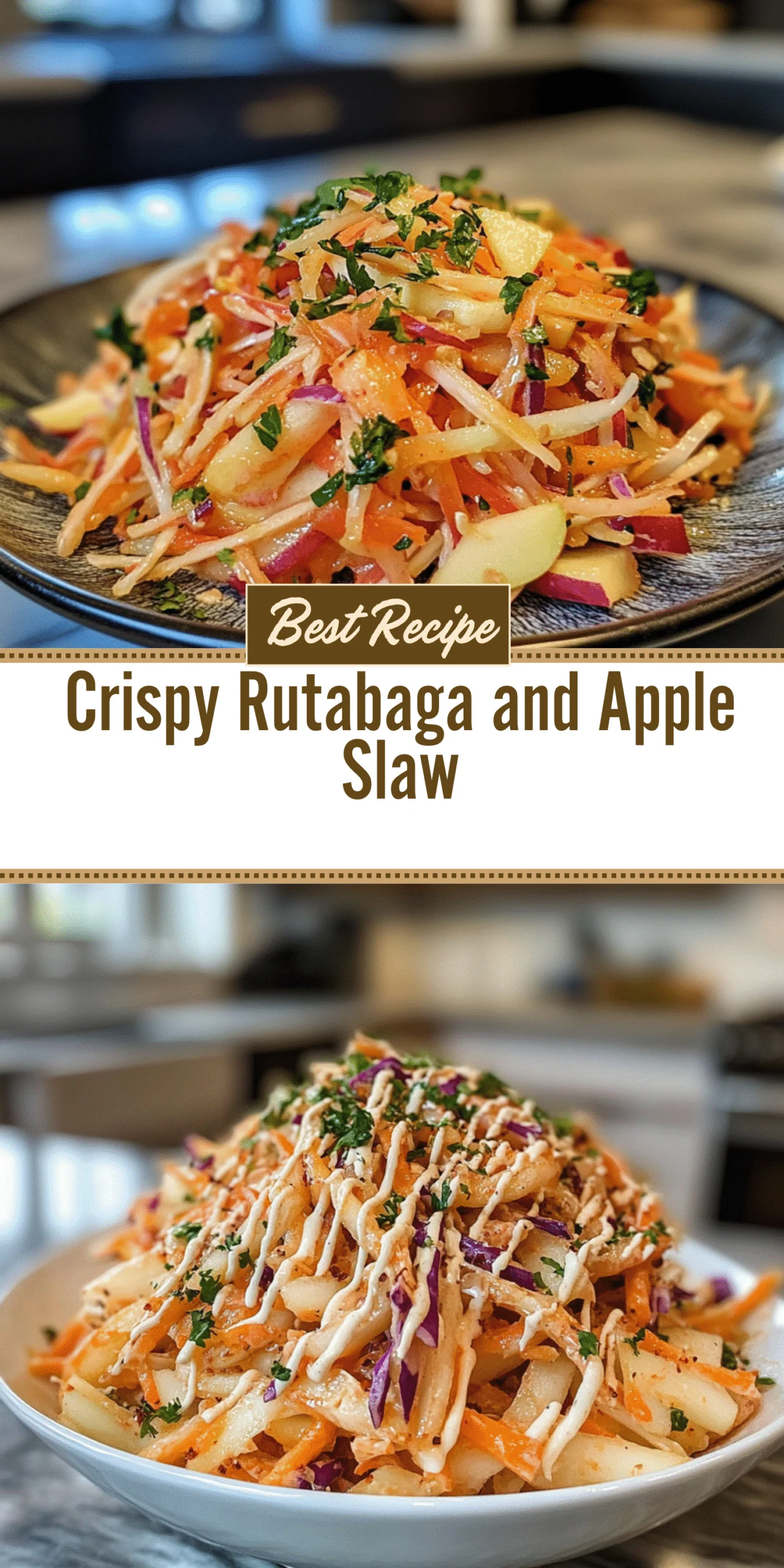 Crispy Rutabaga and Apple Slaw