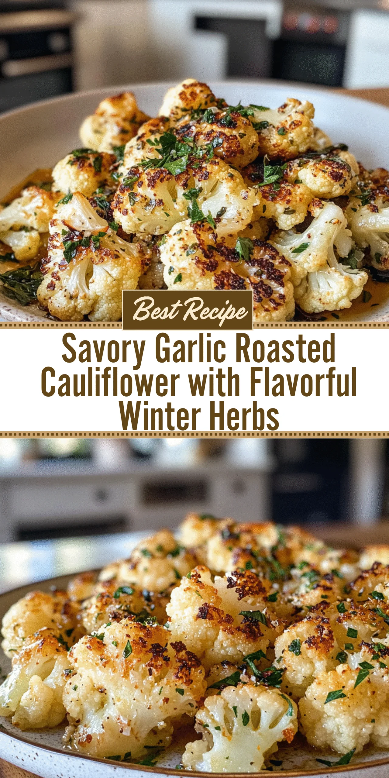 Savory Garlic Roasted Cauliflower with Flavorful Winter Herbs