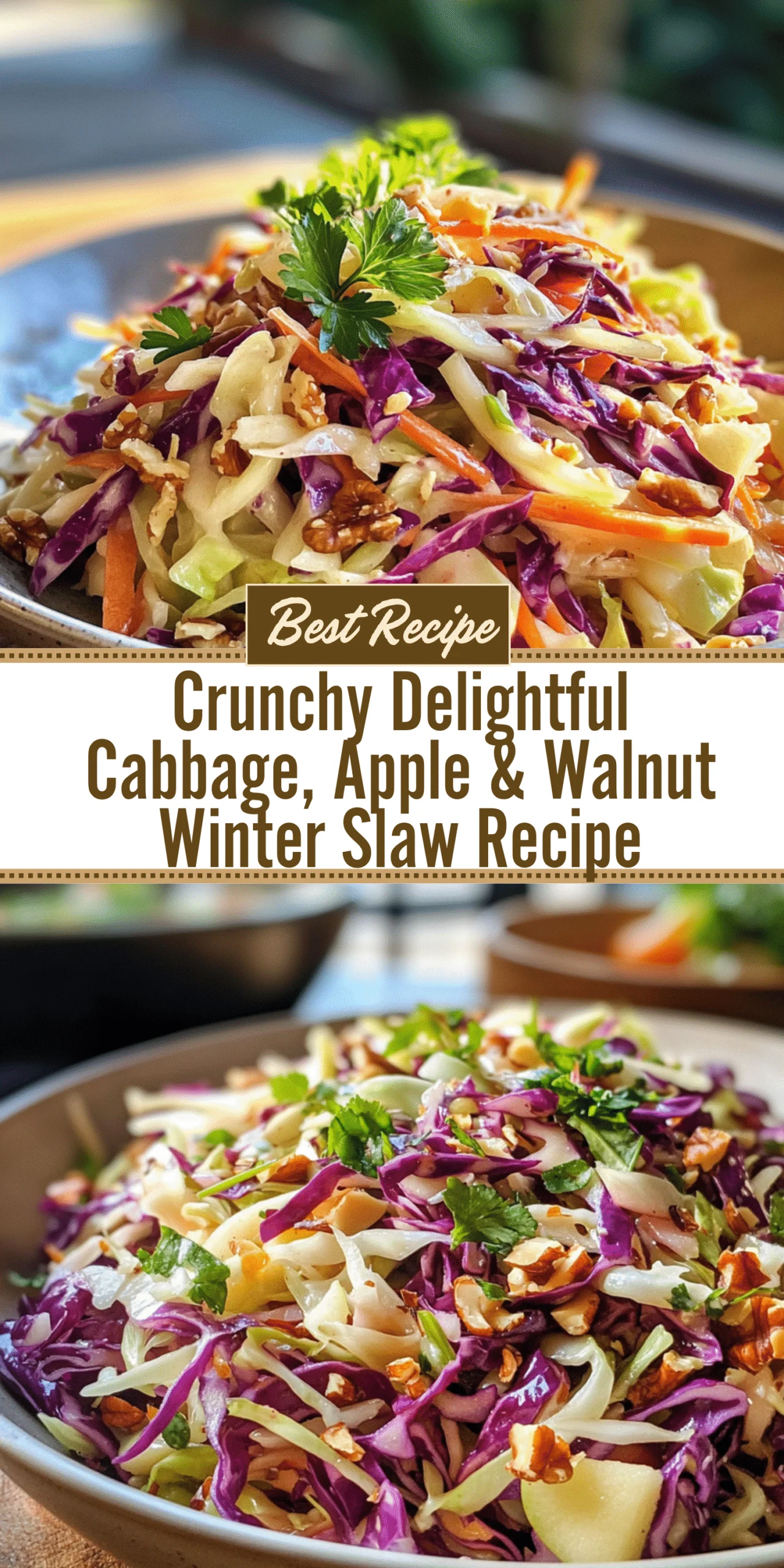 Crunchy Delightful Cabbage, Apple & Walnut Winter Slaw Recipe