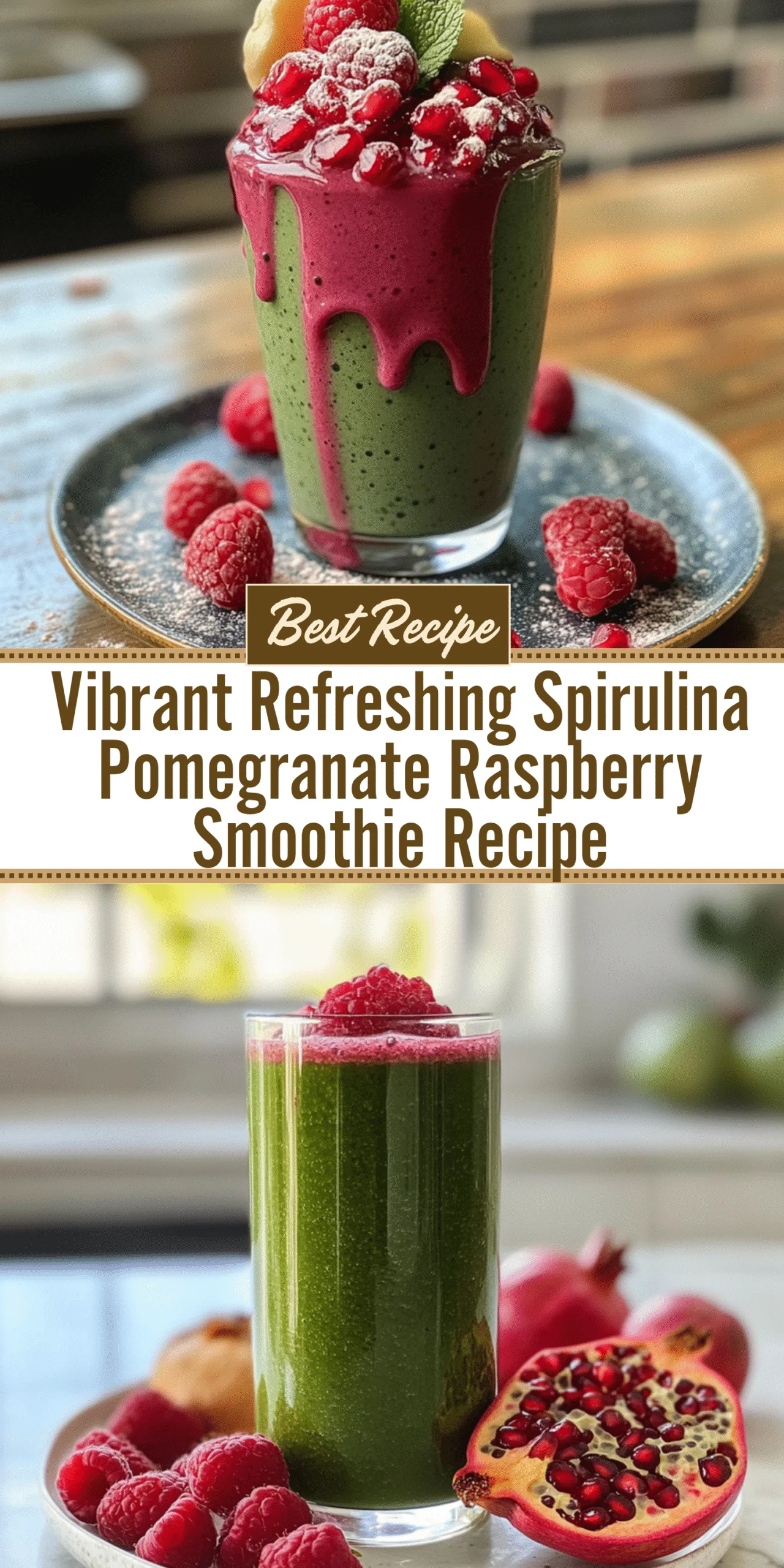 Vibrant Refreshing Spirulina Pomegranate Raspberry Smoothie Recipe