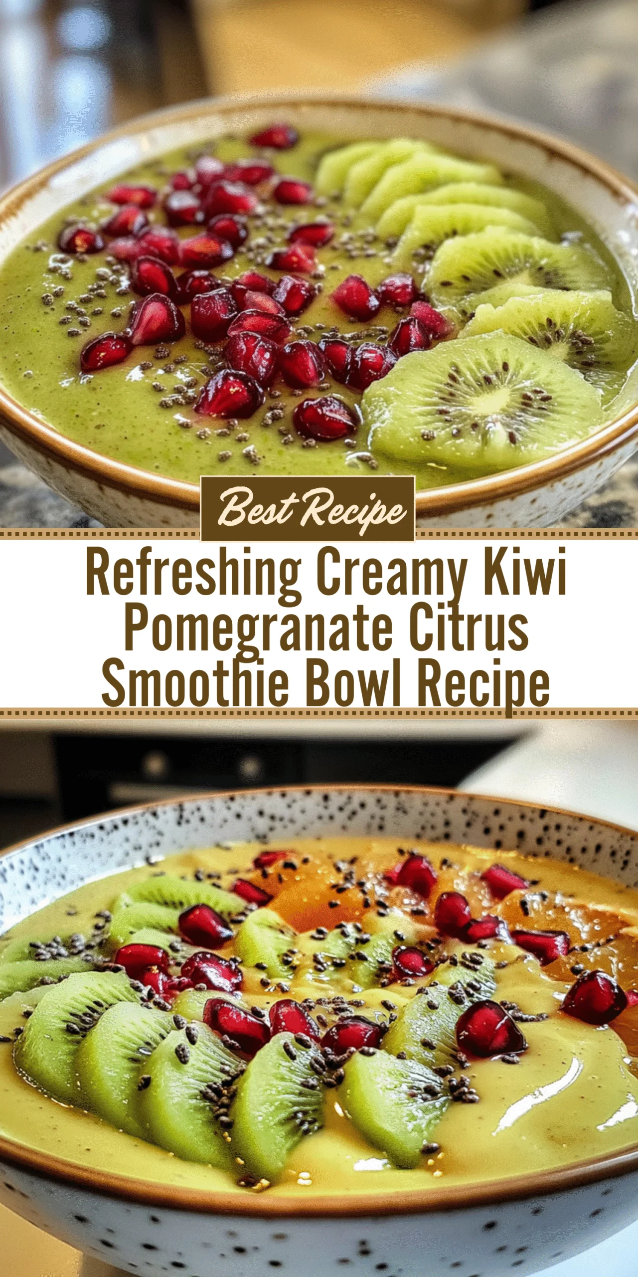 Refreshing Creamy Kiwi Pomegranate Citrus Smoothie Bowl Recipe