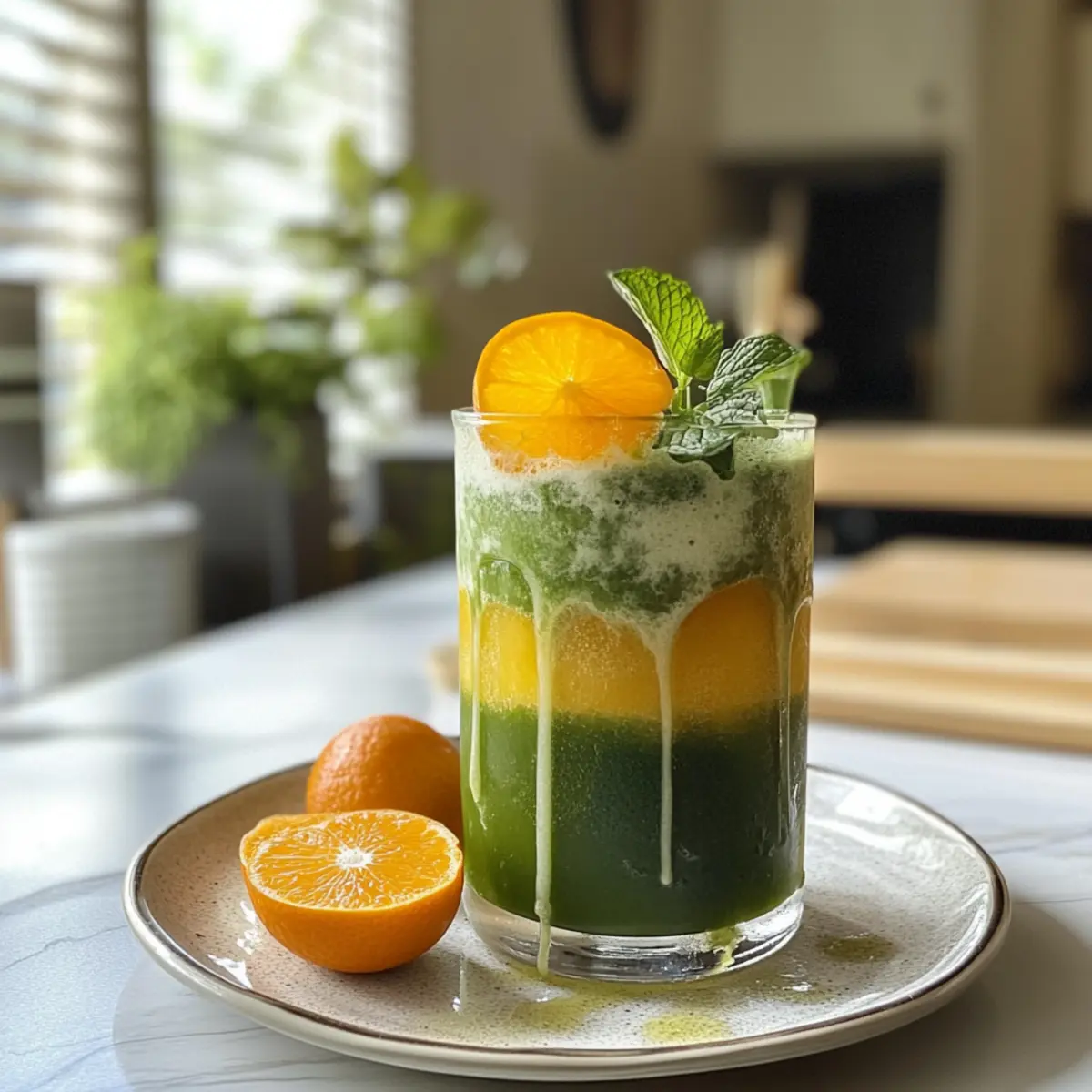 Crisp Refreshing Spirulina Clementine Mint Cooler
