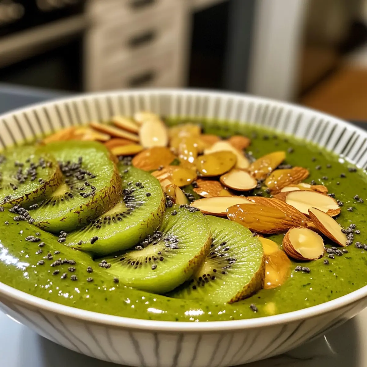 Revitalizing Kiwi Spinach Almond Smoothie Bowl