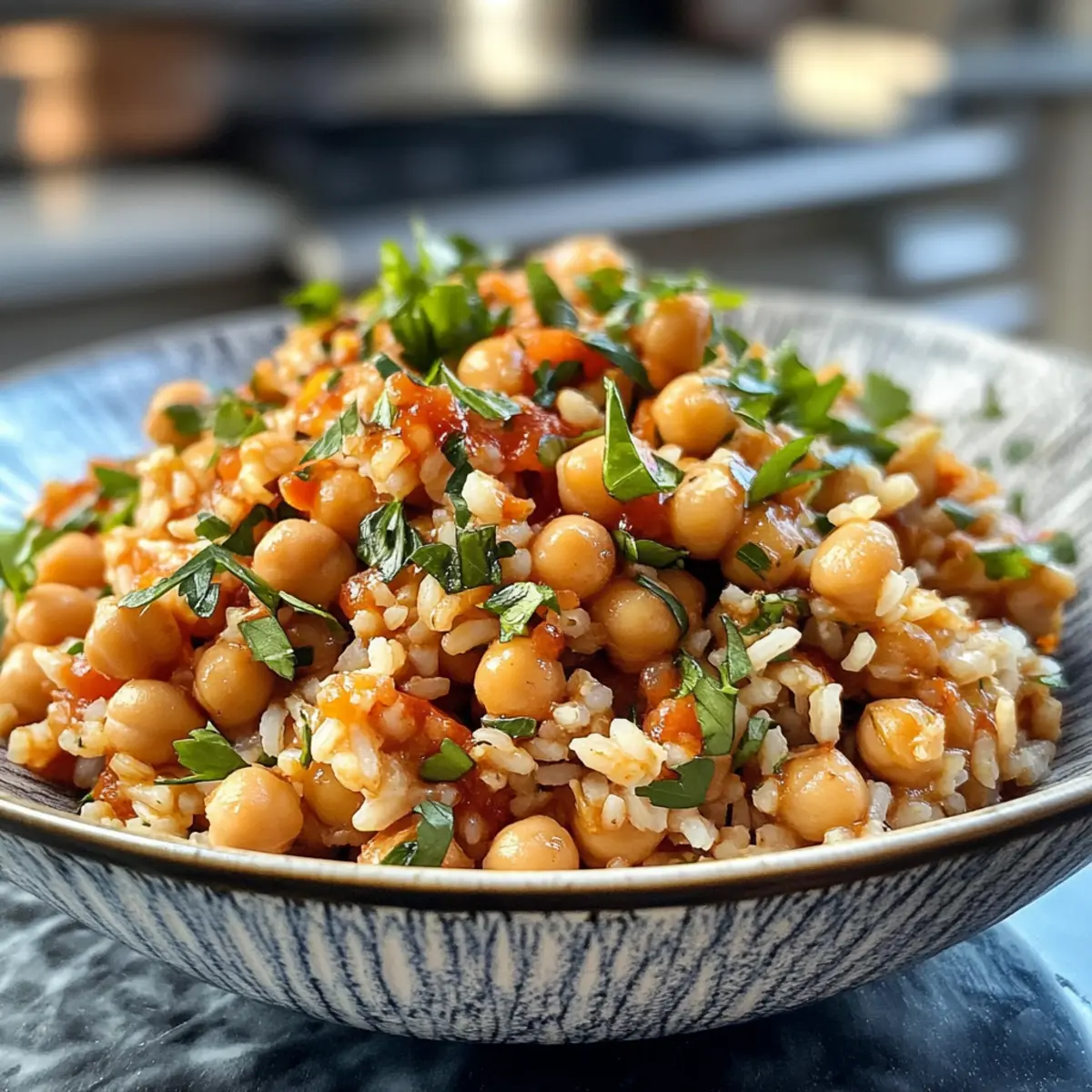 Flavorful Chickpea and Brown Rice Salad with Creamy Harissa