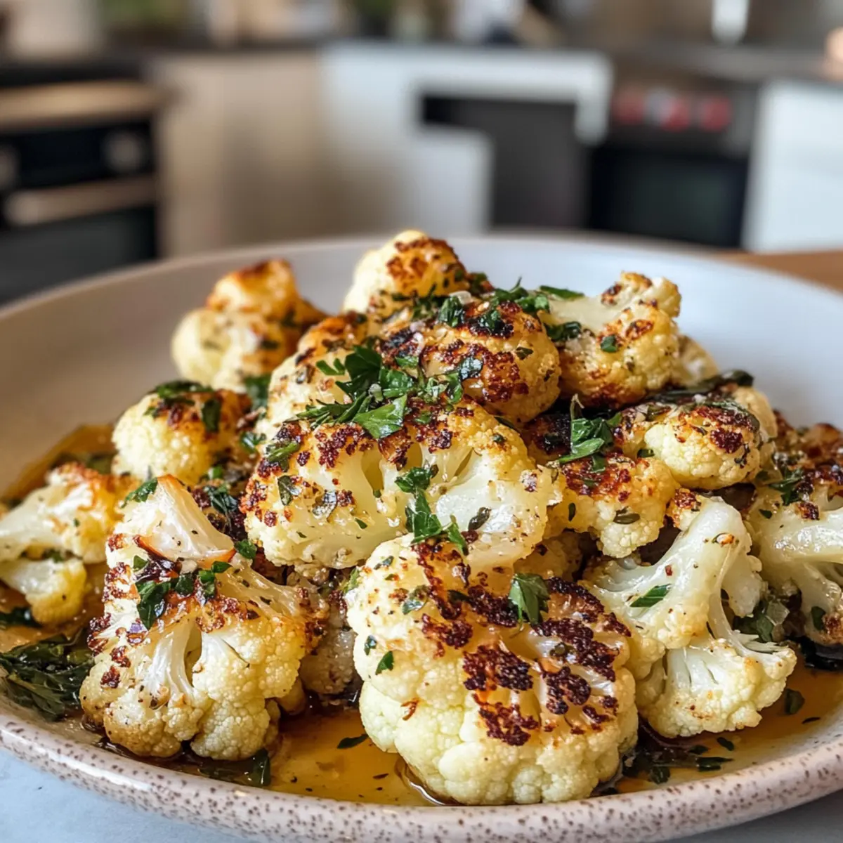 Savory Garlic Roasted Cauliflower with Flavorful Winter Herbs
