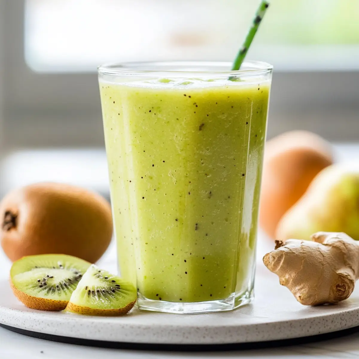 Refreshing Creamy Kiwi Pear Ginger Smoothie