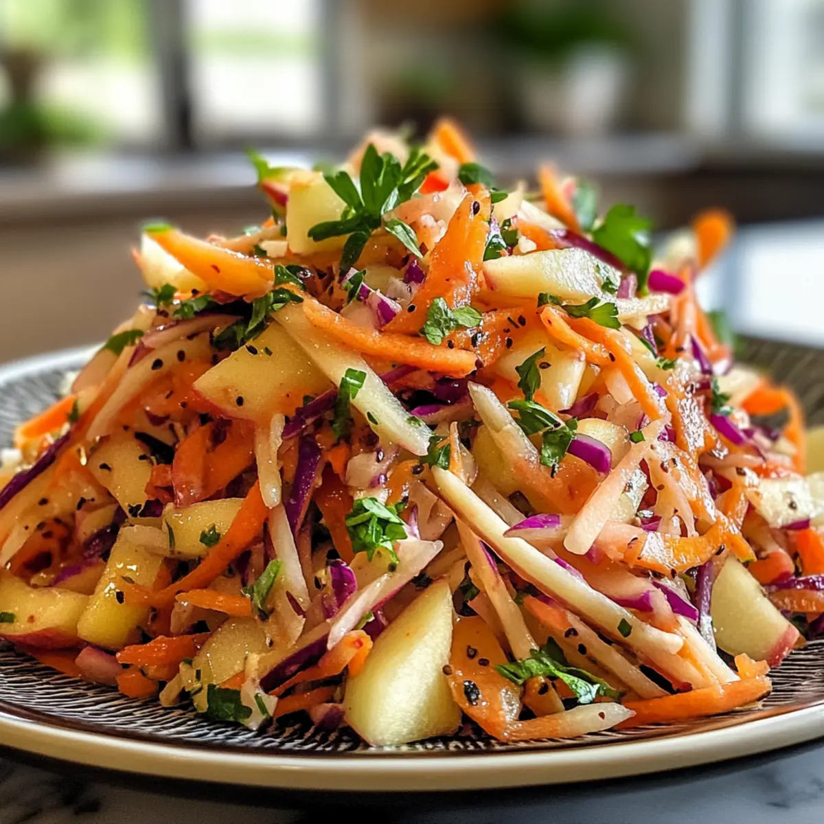 Crispy Crunchy Rutabaga and Apple Slaw