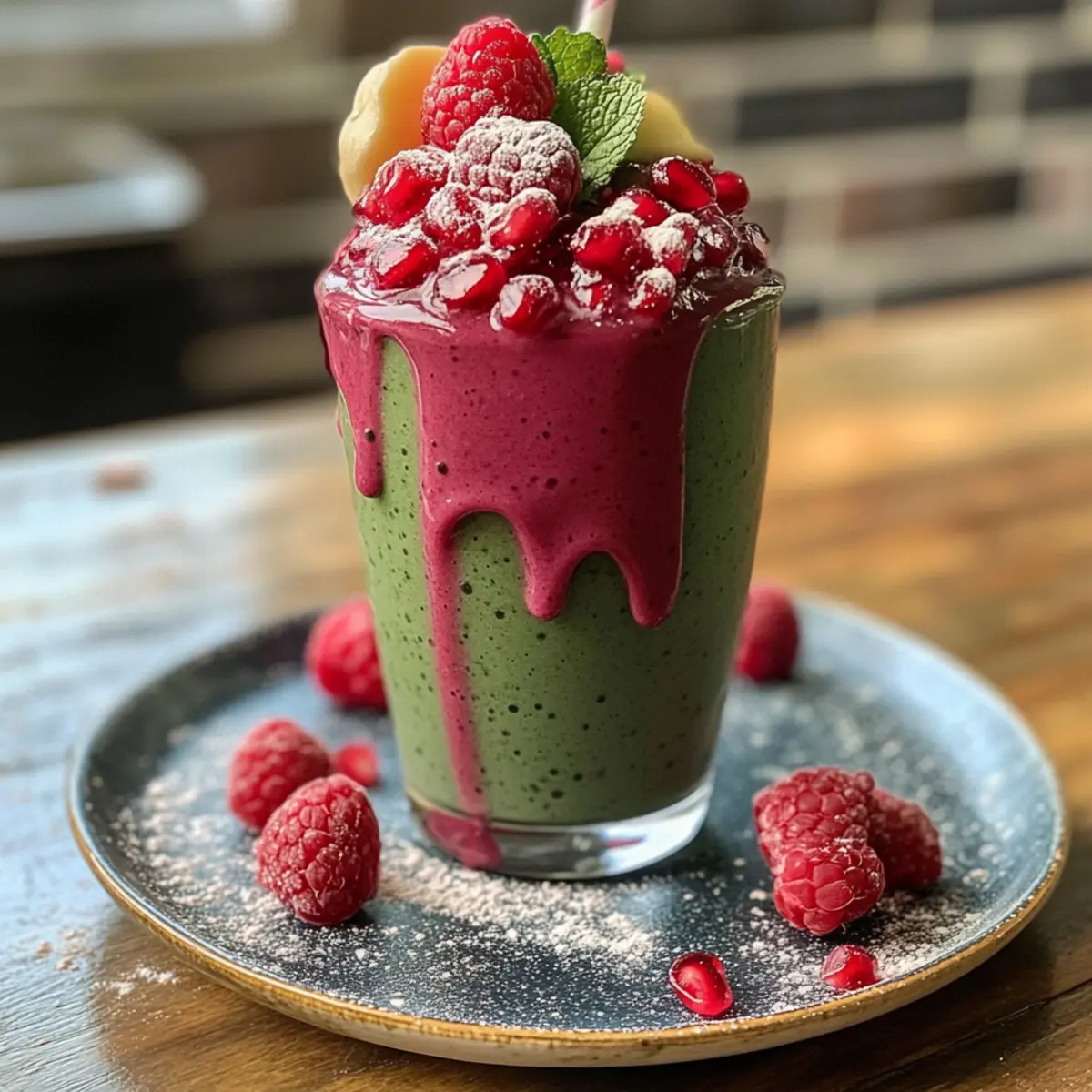 Vibrant Refreshing Spirulina Pomegranate Raspberry Smoothie Recipe