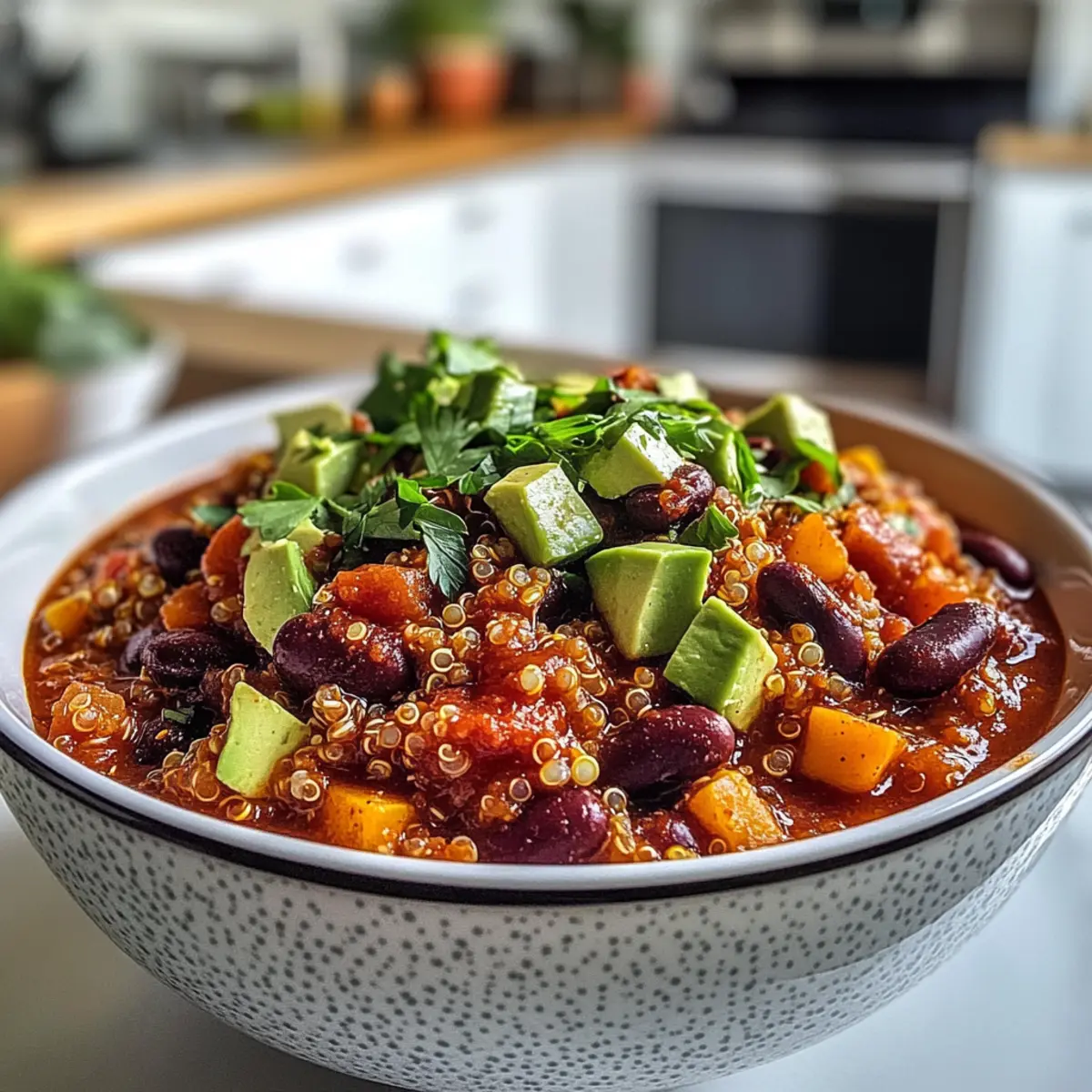 Hearty Cozy Slow Cooker Vegetarian Chili with Quinoa & Beans
