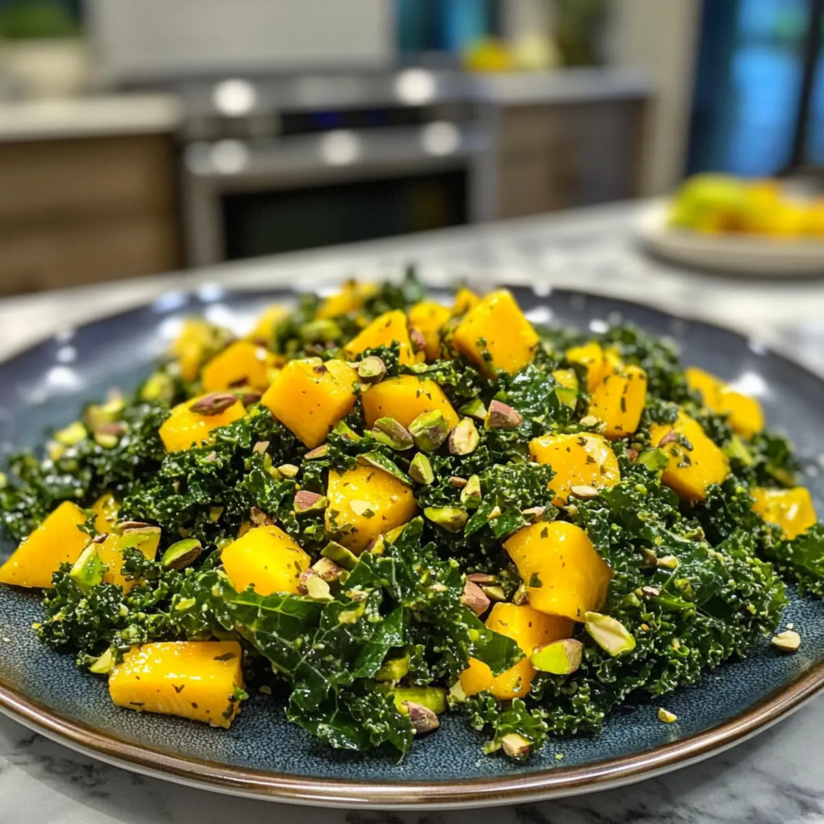 Vibrant Refreshing Kale, Mango & Pistachio Herb Salad