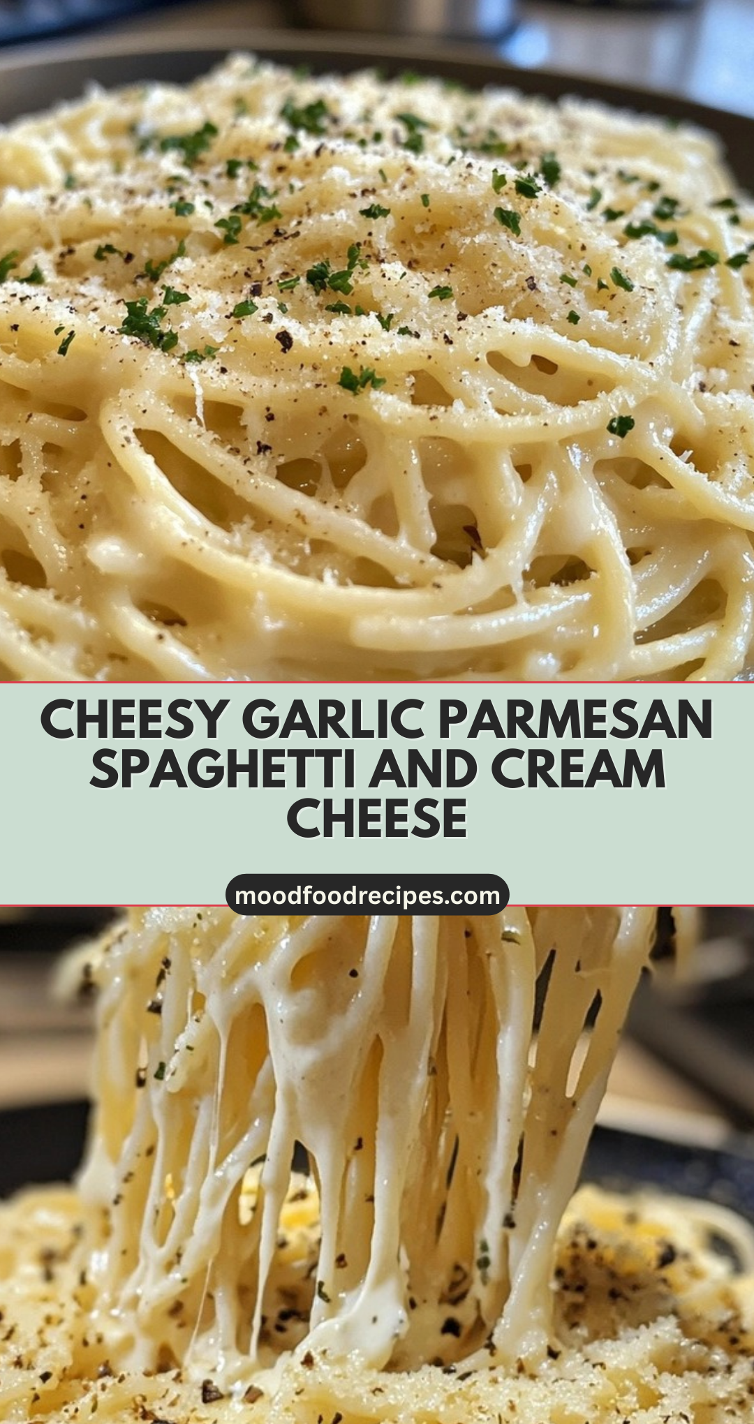 Cheesy garlic parmesan spaghetti and cream cheese