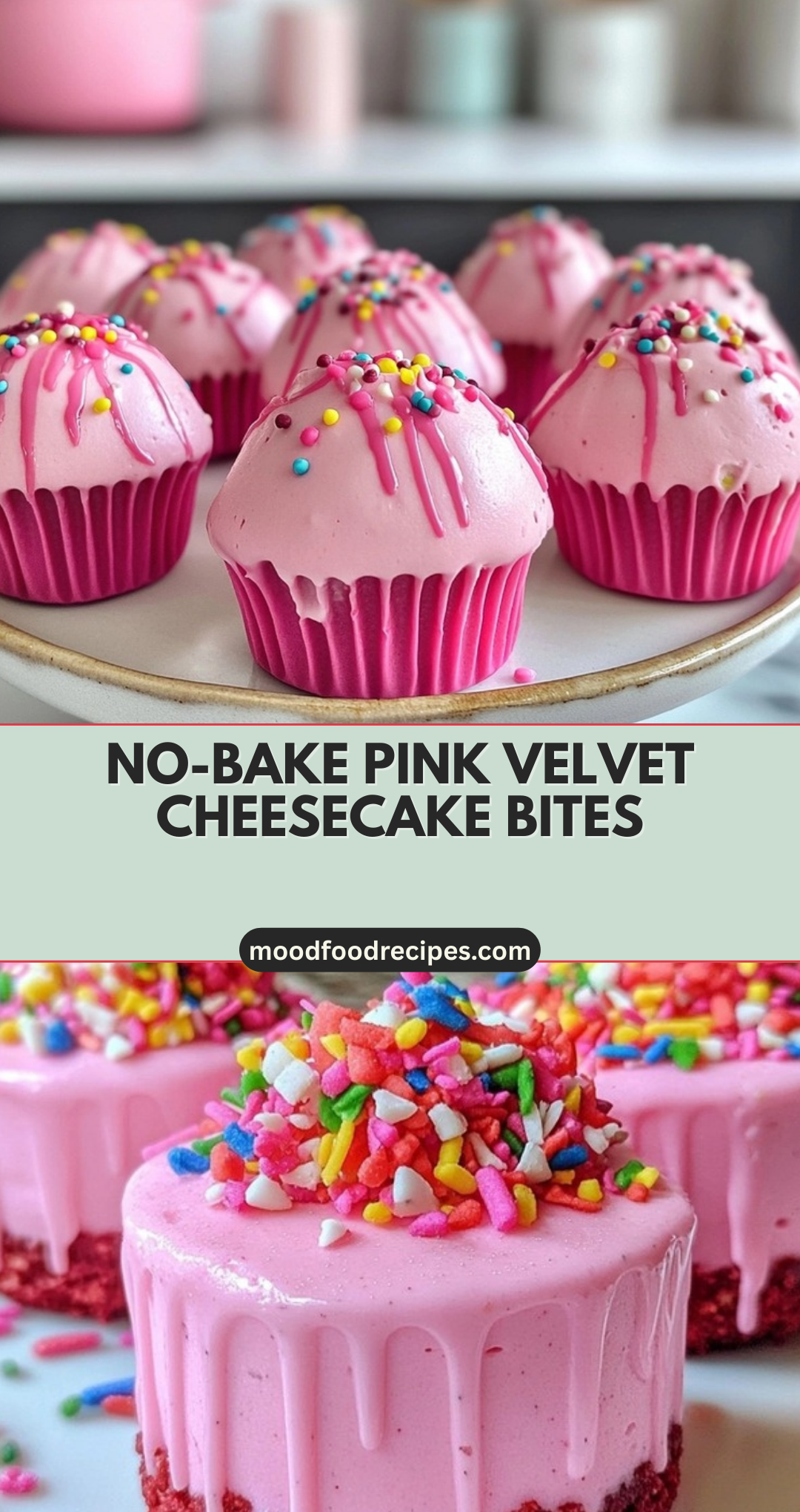 No-Bake Pink Velvet Cheesecake Bites