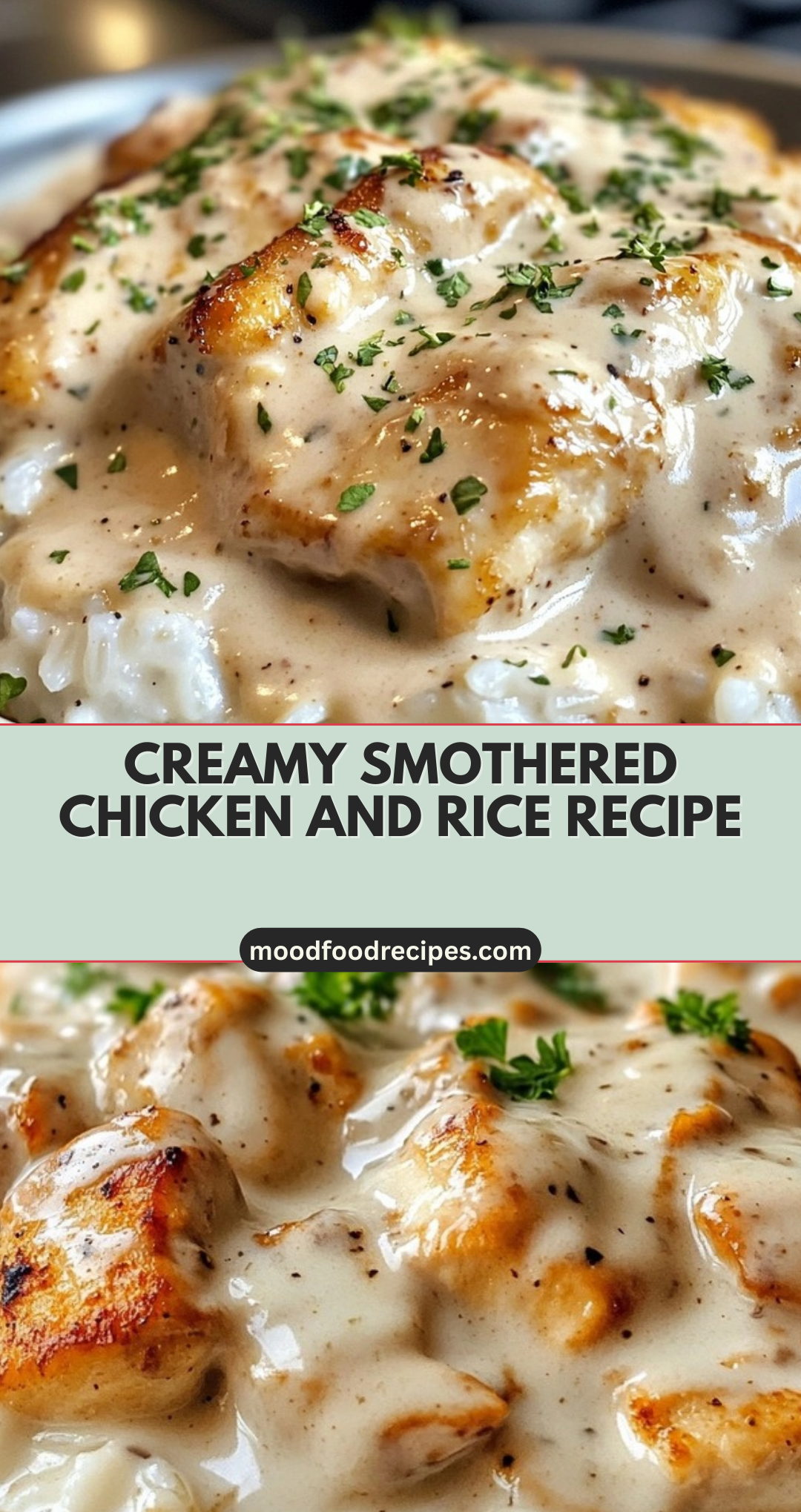 CREAMY SMOTHERED CHICKEN AND RICE RECIPE