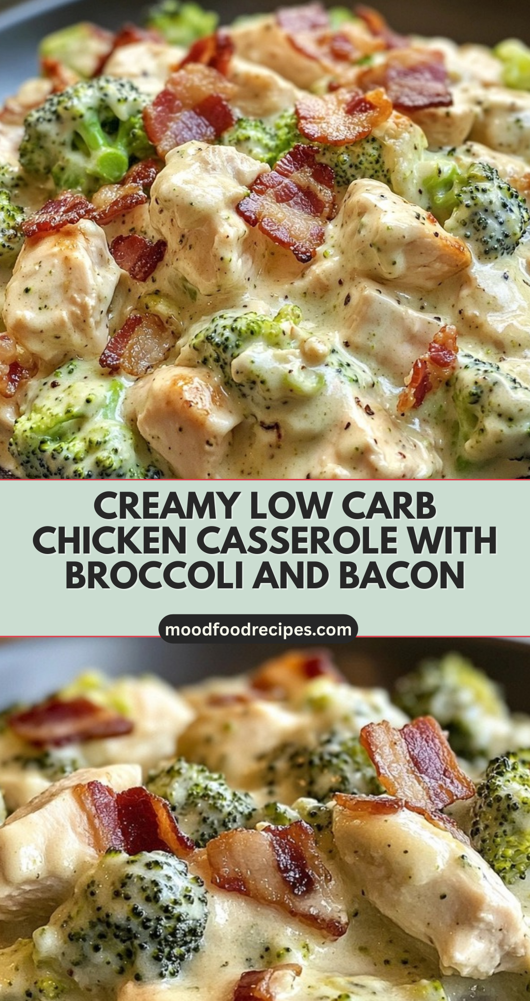 Creamy Low Carb Chicken Casserole with Broccoli and Bacon