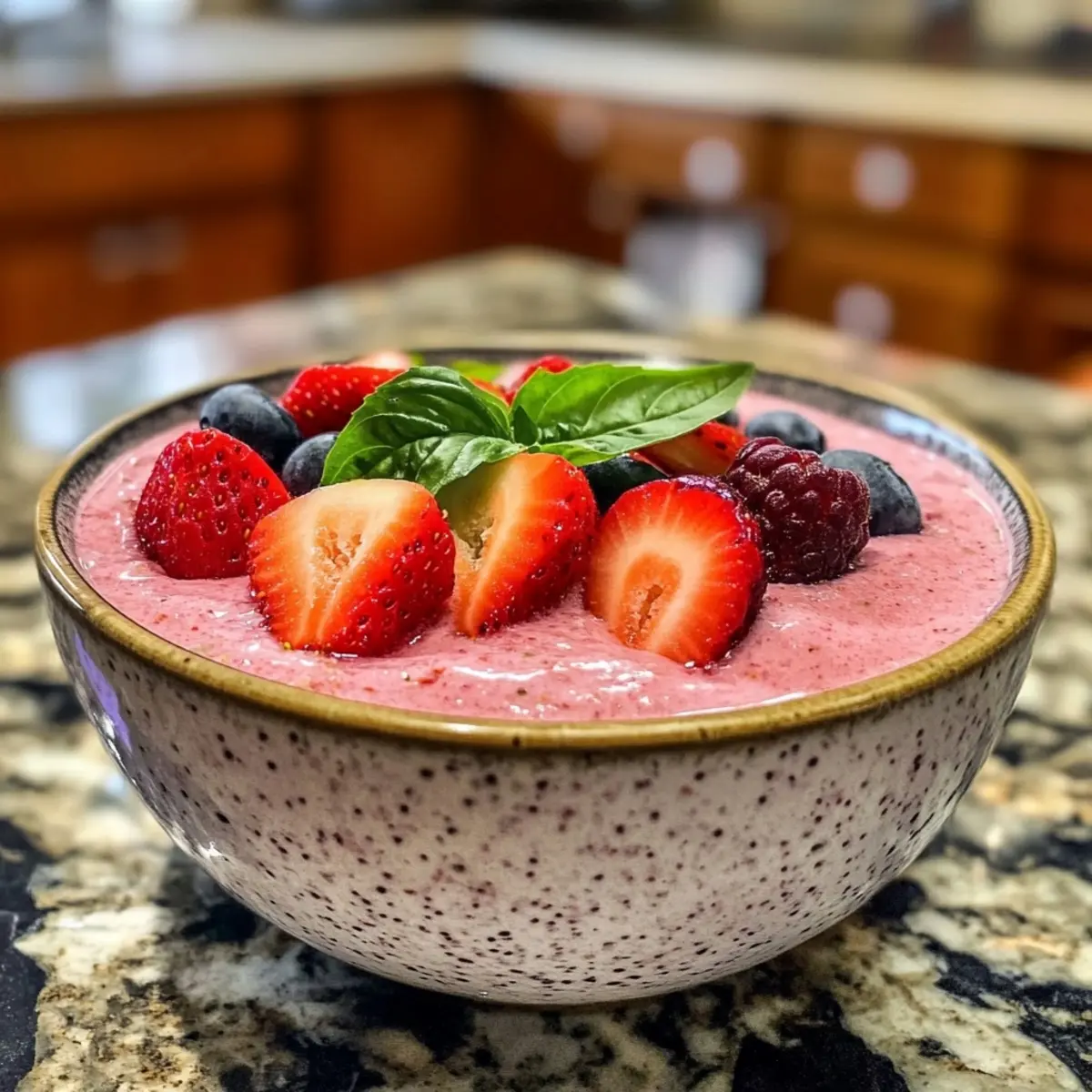 Strawberry Basil Smoothie Bowl