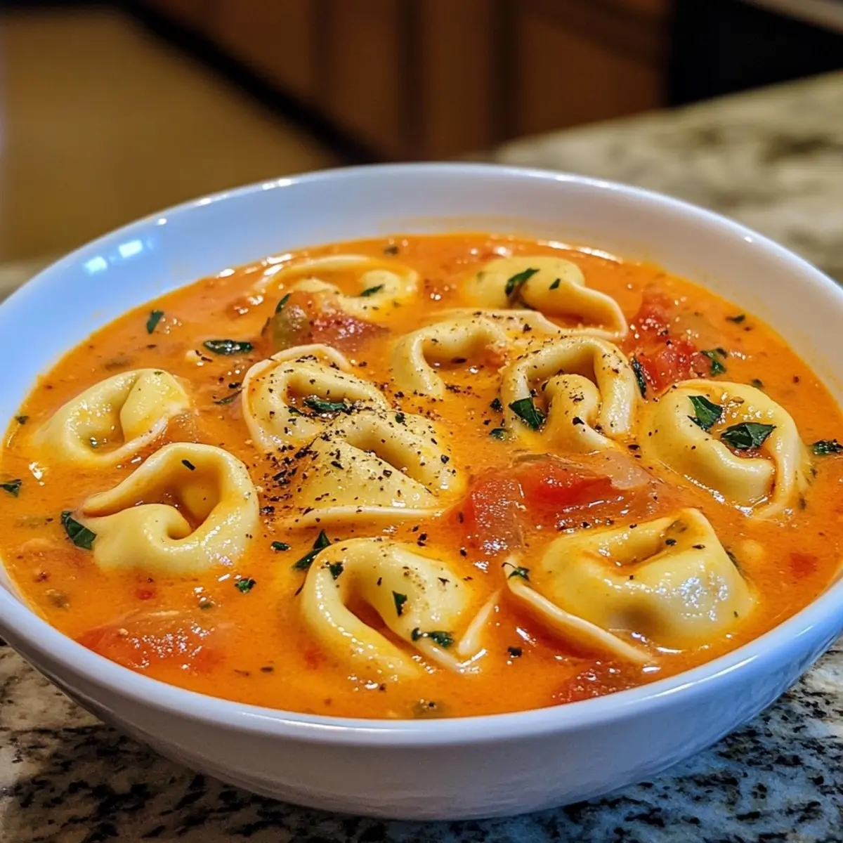 Cheesy Tomato Tortellini Soup