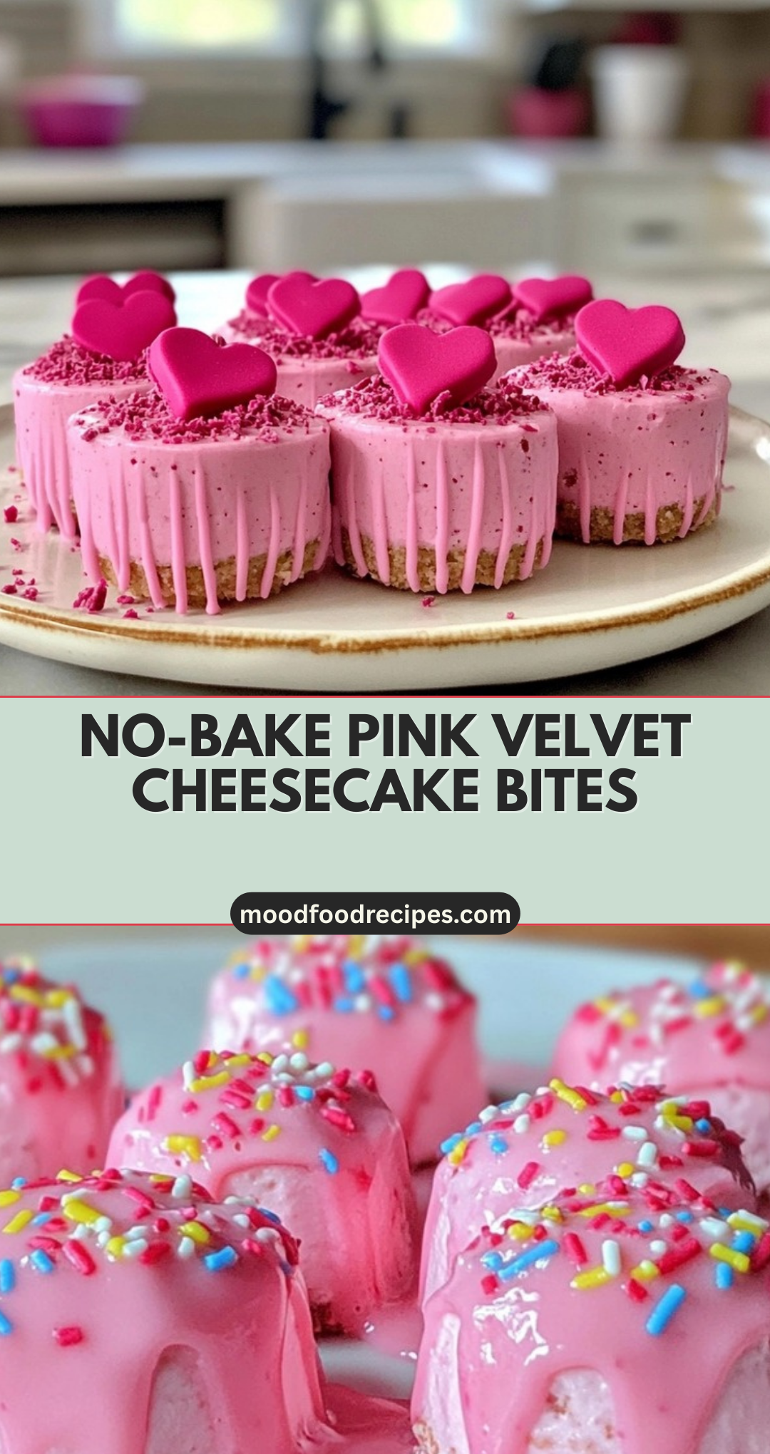 No-Bake Pink Velvet Cheesecake Bites