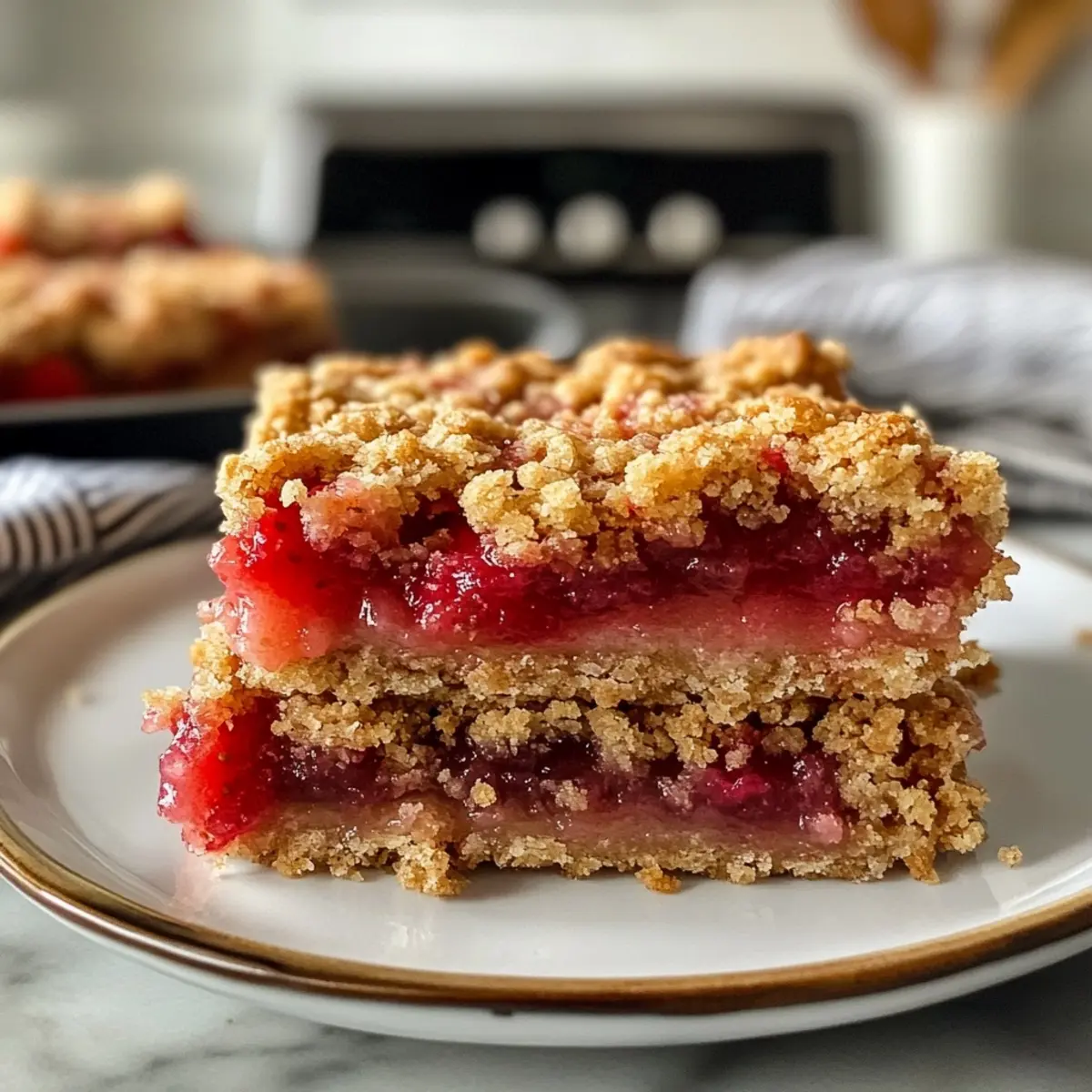 Strawberry Rhubarb Crumble Bars