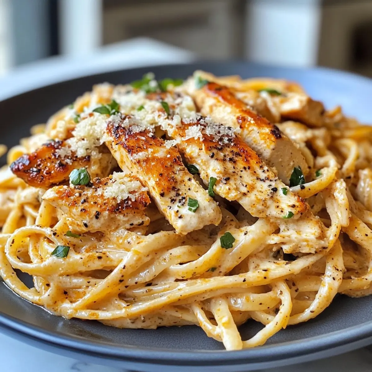 Rich Cajun Chicken Linguine With Mozzarella