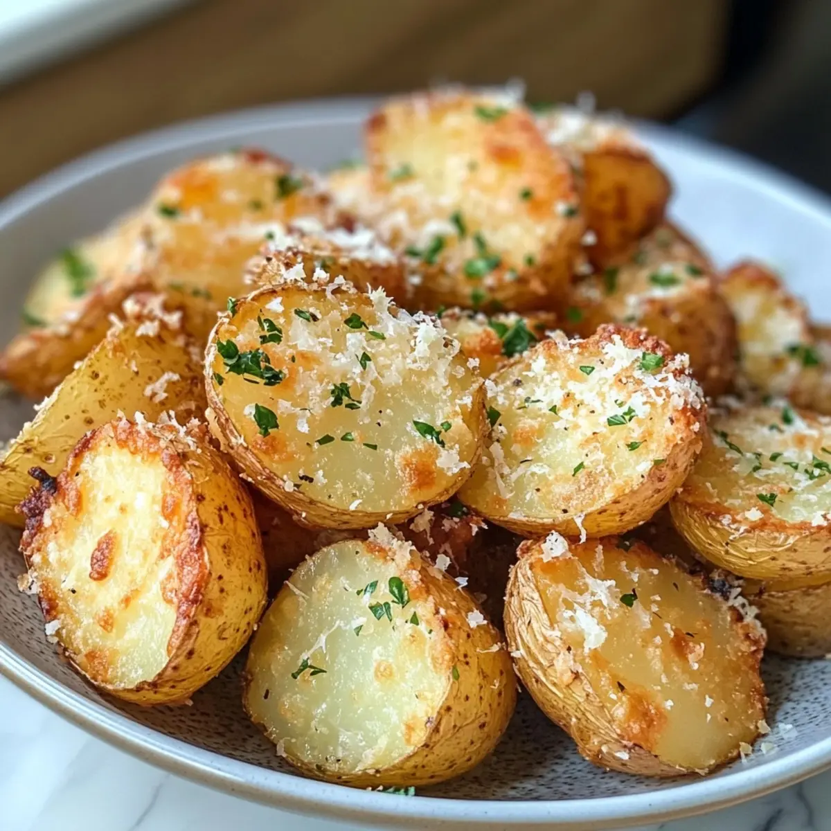 Crispy Air Fryer Baked Garlic Parmesan Potatoes