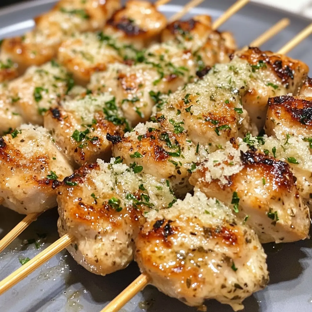 Air Fryer Garlic Parmesan Chicken Skewers