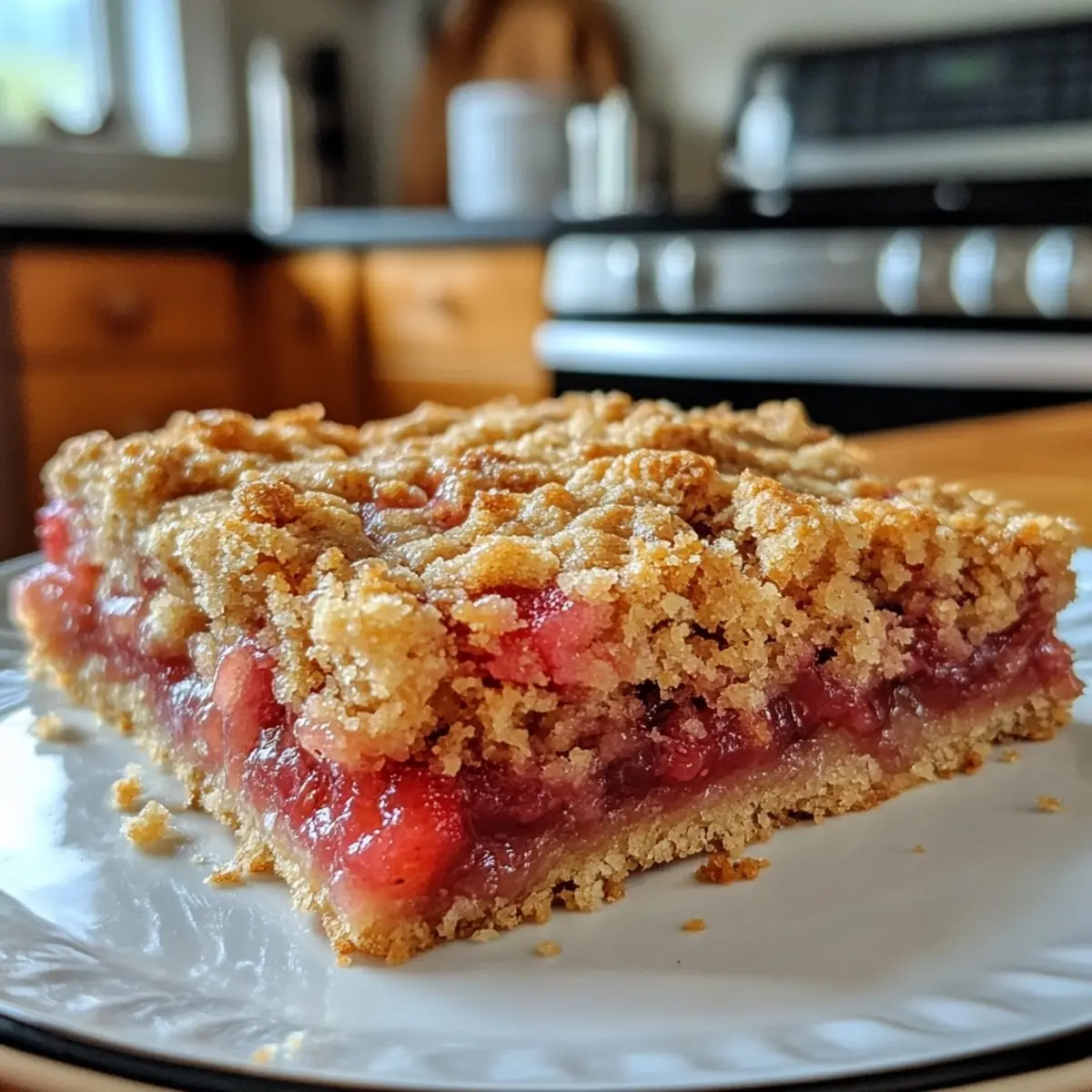 Strawberry Rhubarb Crumble bars