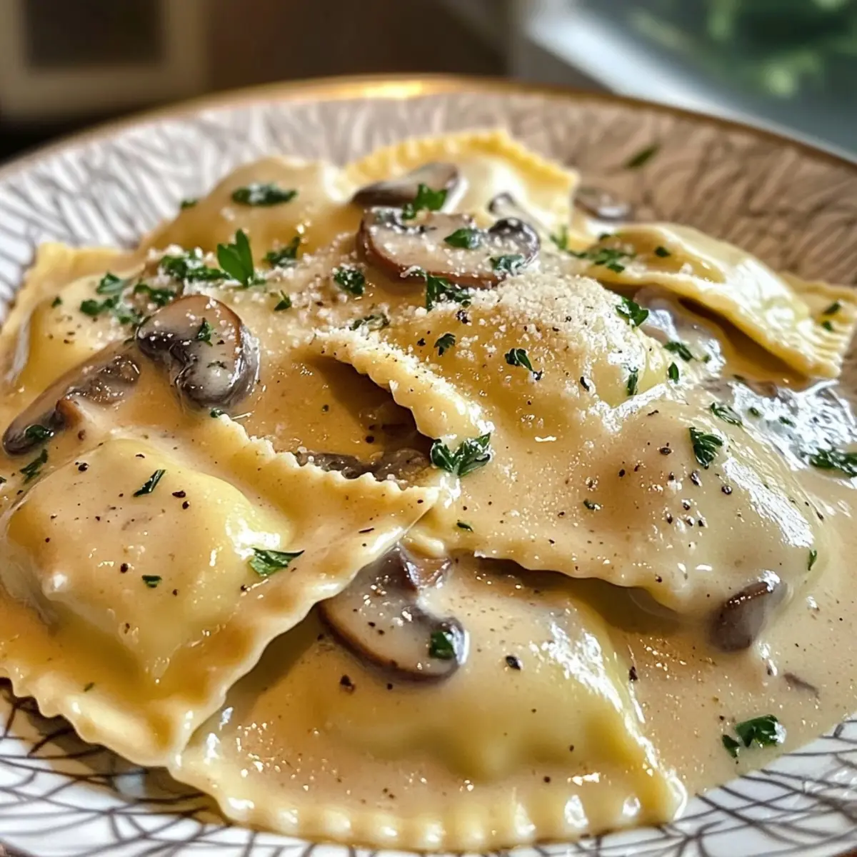 Creamy Mushroom Ravioli Sauce with Parmesan