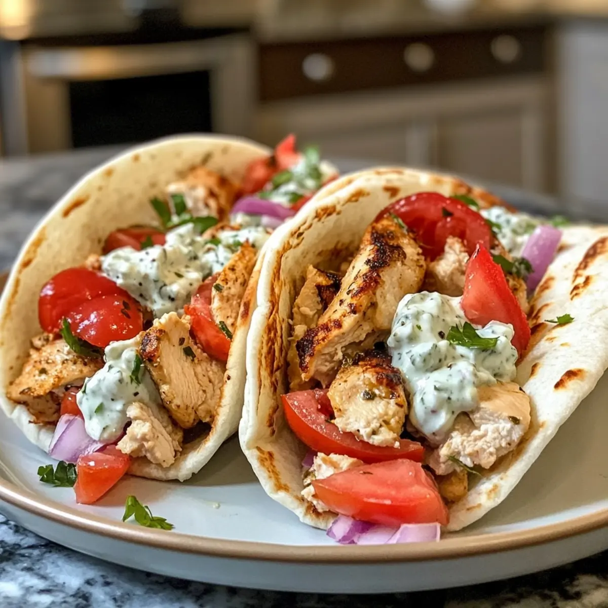 Mediterranean Chicken Gyros with Creamy Feta Tzatziki